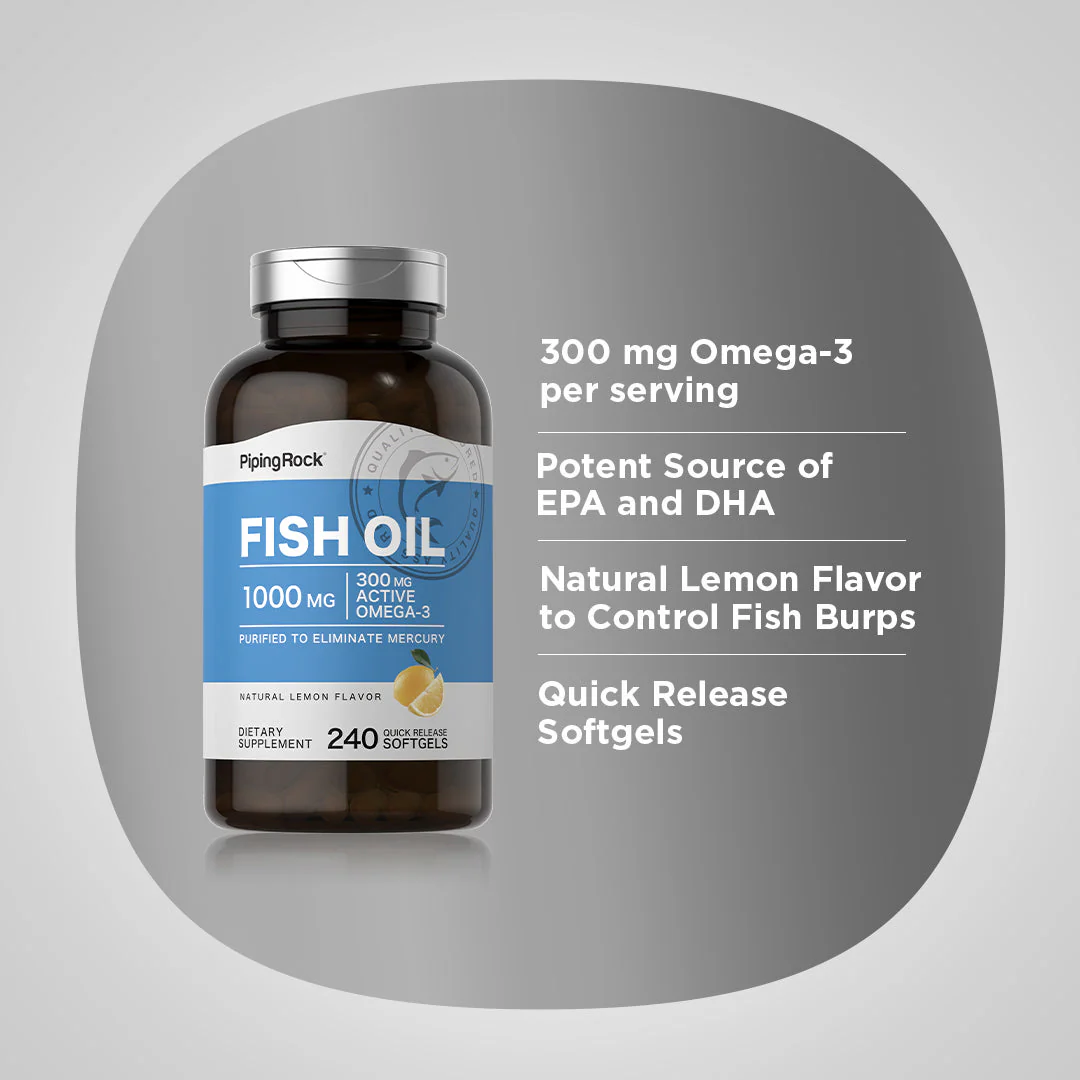 Omega-3 Fish Oil Lemon Flavor, 1000 mg, 240 Quick Release Softgels, 2  Bottles - Image 4