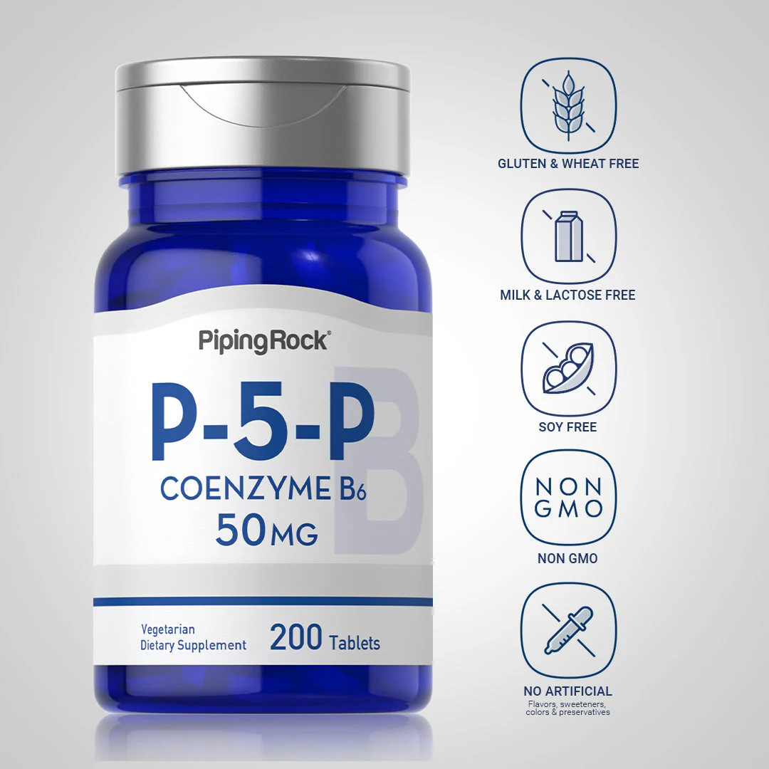 P-5-P (Pyridoxal 5-Phosphate) Coenzymated Vitamin B-6, 50 mg, 200 Tablets - Image 5