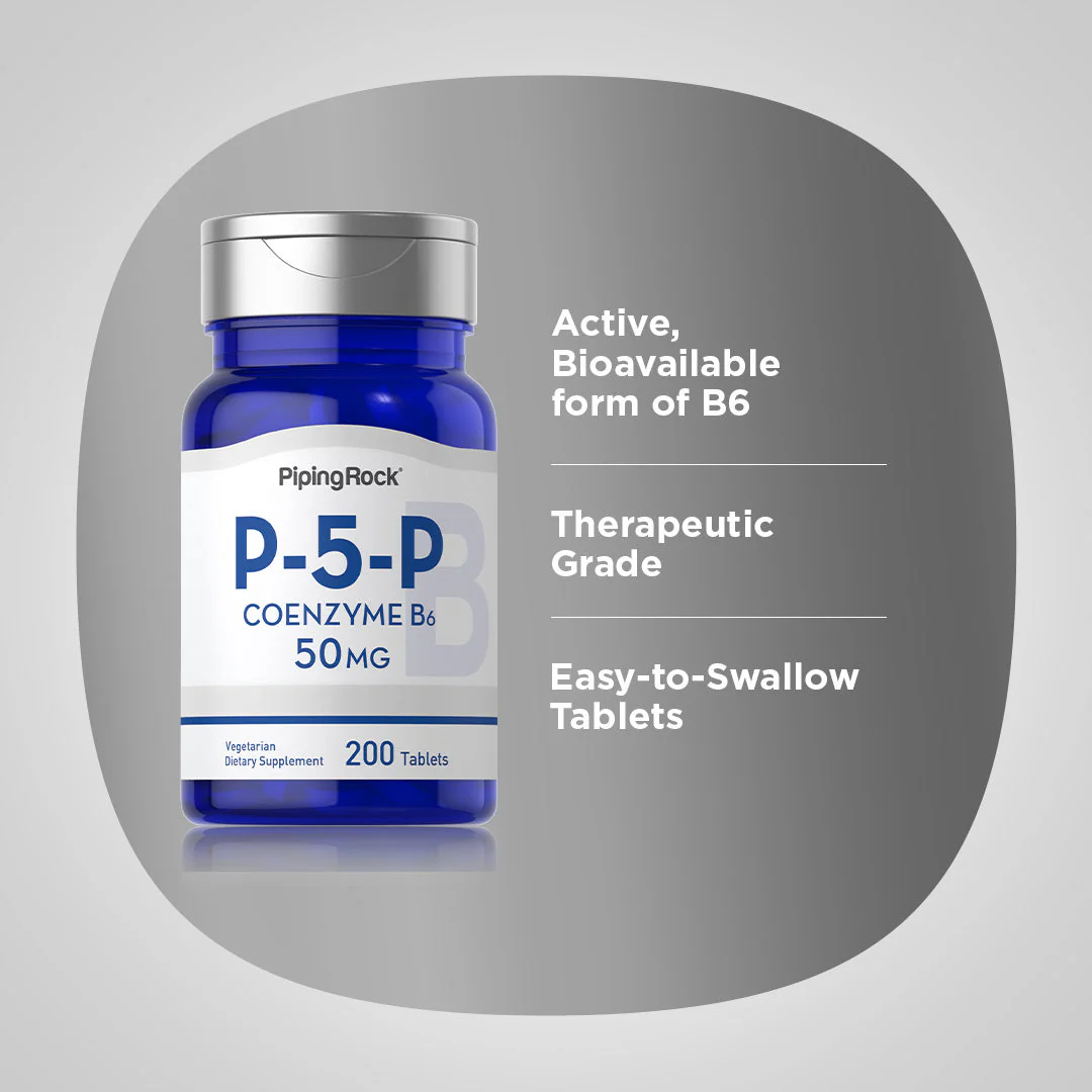 P-5-P (Pyridoxal 5-Phosphate) Coenzymated Vitamin B-6, 50 mg, 200 Tablets, 2  Bottles - Image 4