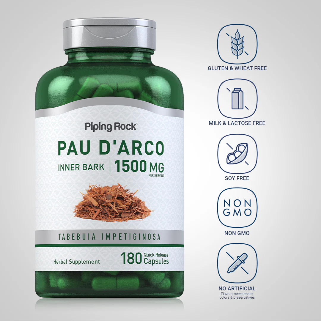 Pau d'Arco Inner Bark, 1500 mg (per serving), 180 Quick Release Capsules - Image 5
