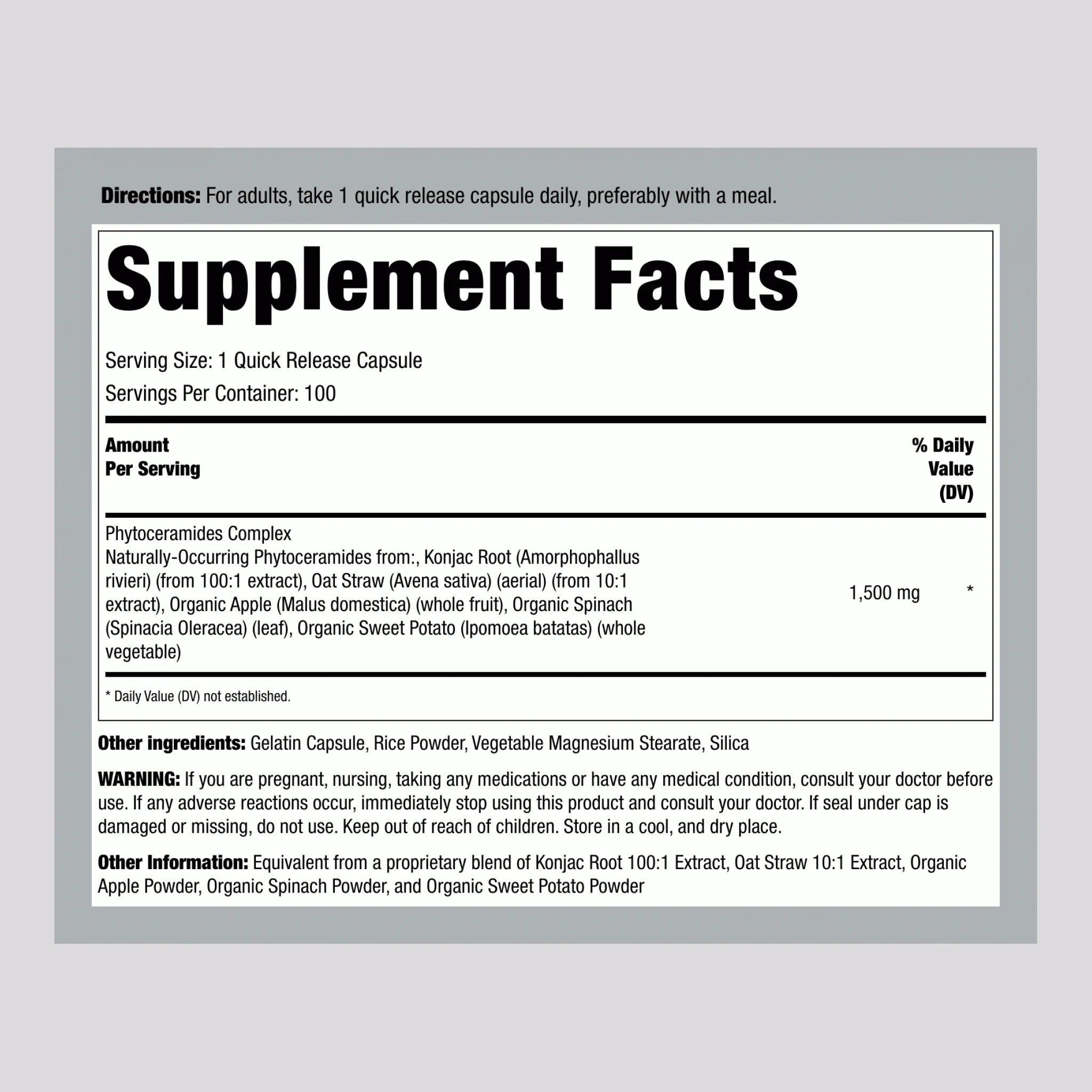 Phytoceramides Complex, 1500 mg, 100 Quick Release Capsules - Image 2