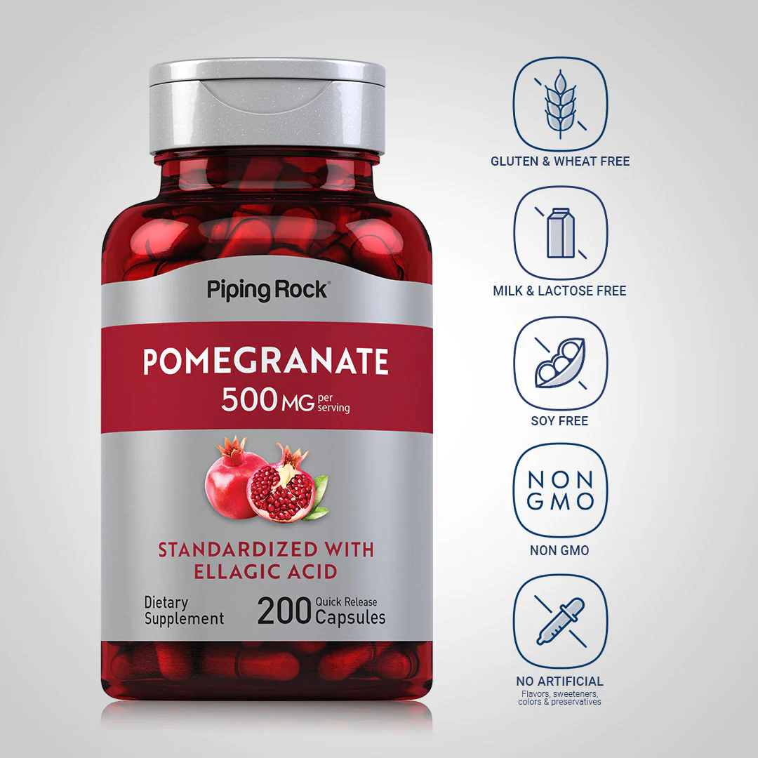 Pomegranate Extract (Standardized), 500 mg (per serving), 200 Quick Release Capsules - Image 5