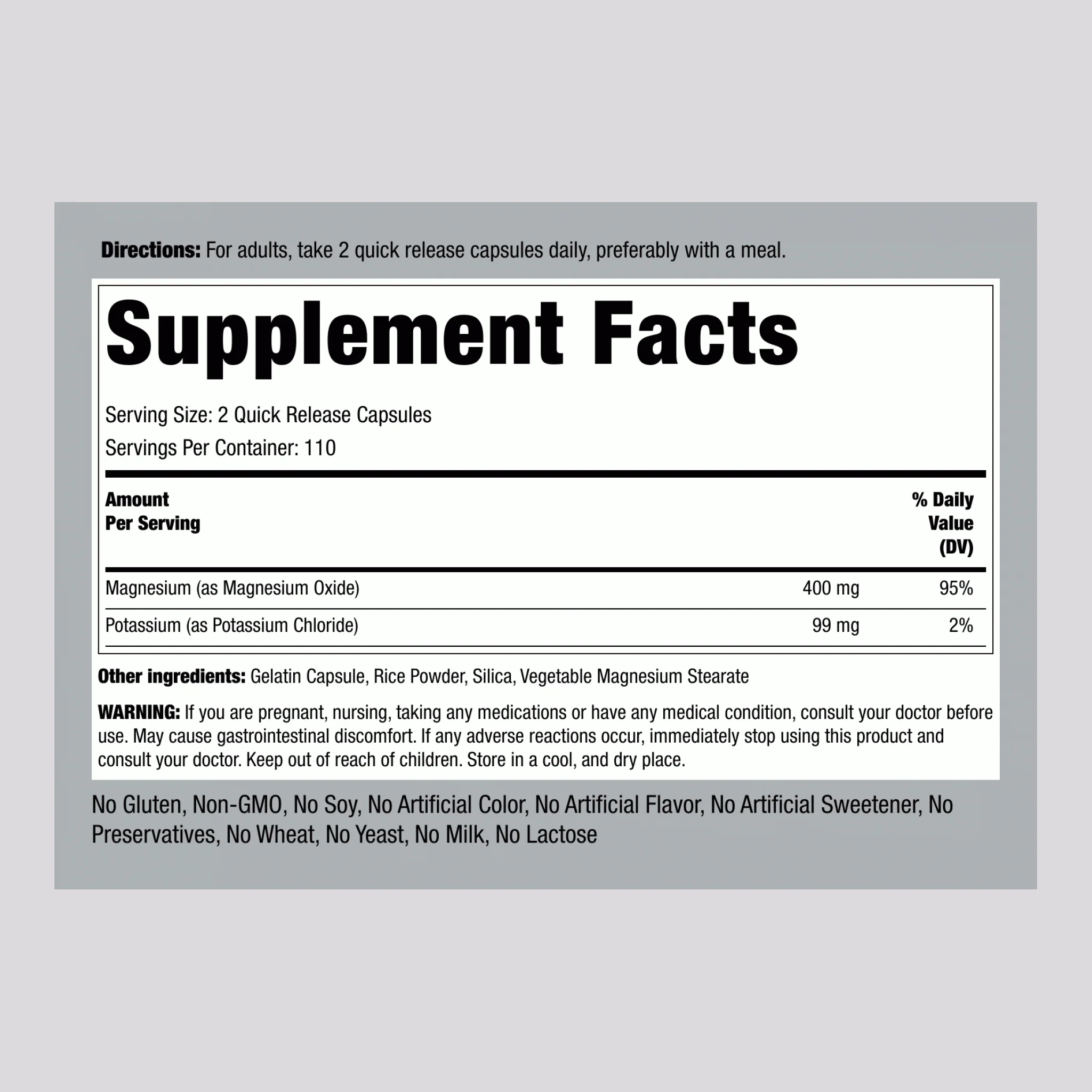 Potassium Magnesium, 220 Quick Release Capsules - Image 2