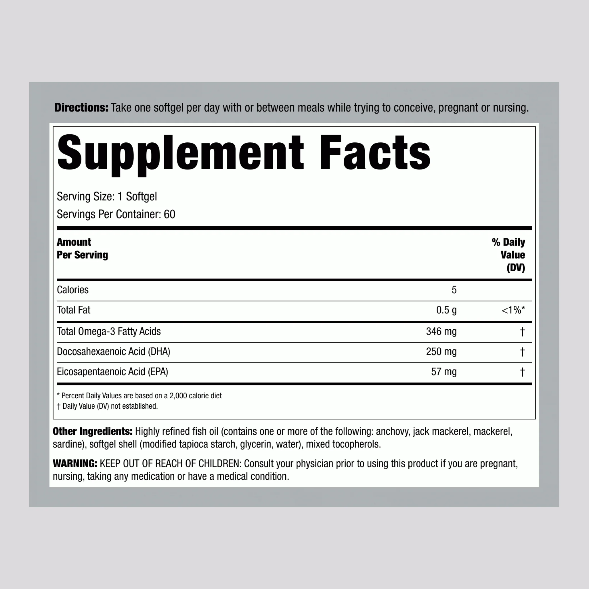 Prenatal DHA Ultra Omega-3 Fish Oil, 60 Softgels - Image 2