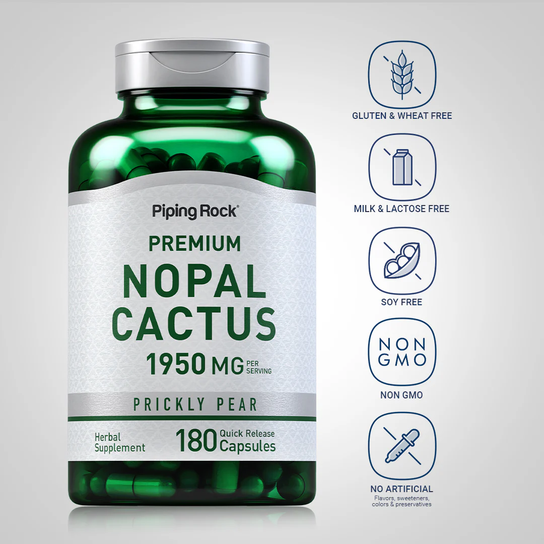 Prickly Pear Nopal Cactus (Opuntia ficus-indica), 1950 mg (per serving), 180 Quick Release Capsules - Image 5