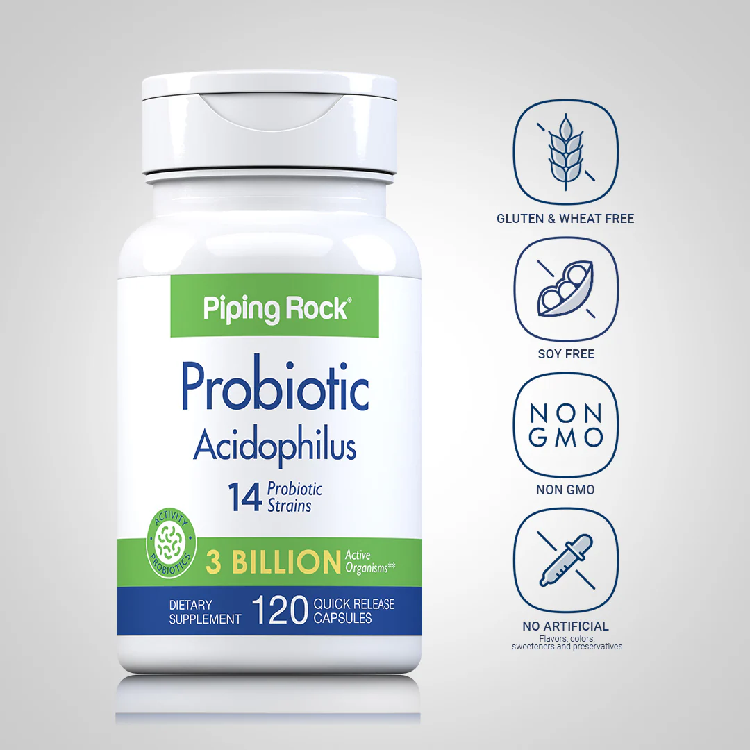 Probiotic Acidophilus 14 Strains 3 Billion Organisms, 120 Quick Release Capsules, 2  Bottles - Image 5