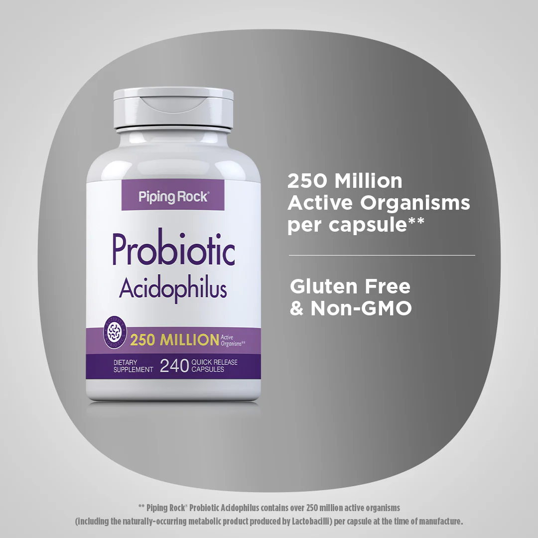 Probiotic Acidophilus 250 Million Organisms, 240 Quick Release Capsules, 2  Bottles - Image 4