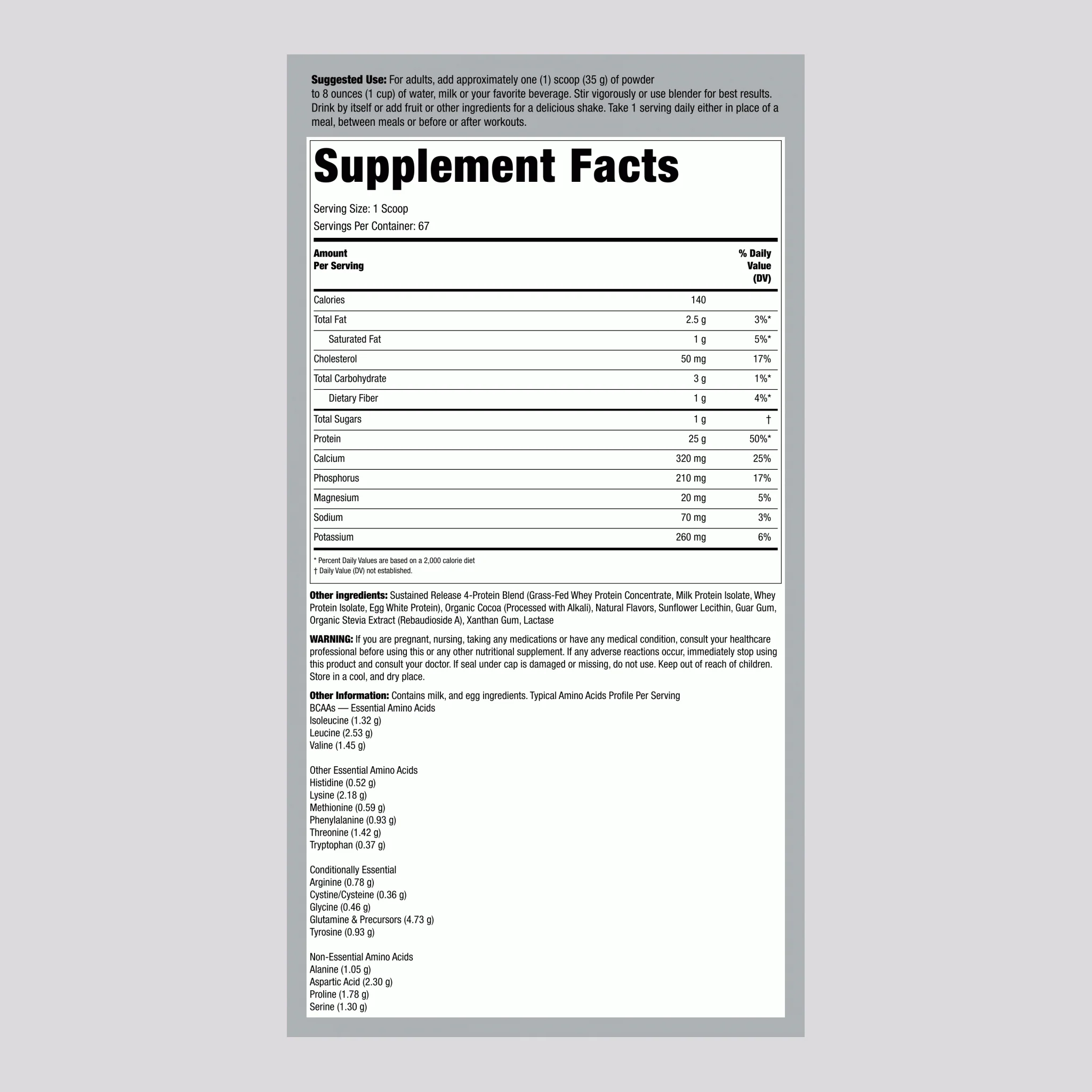 Protein Blend Shake (Natural Chocolate Chip), 5 lb (2.268 kg) Bottle - Image 2
