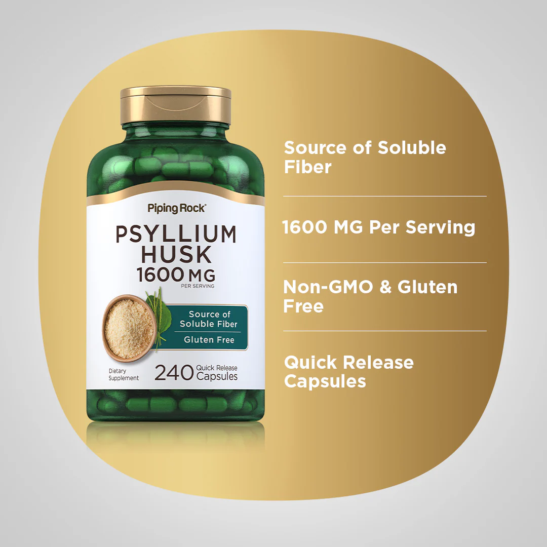 Psyllium Husks, 1600 mg (per serving), 240 Quick Release Capsules, 2  Bottles - Image 4