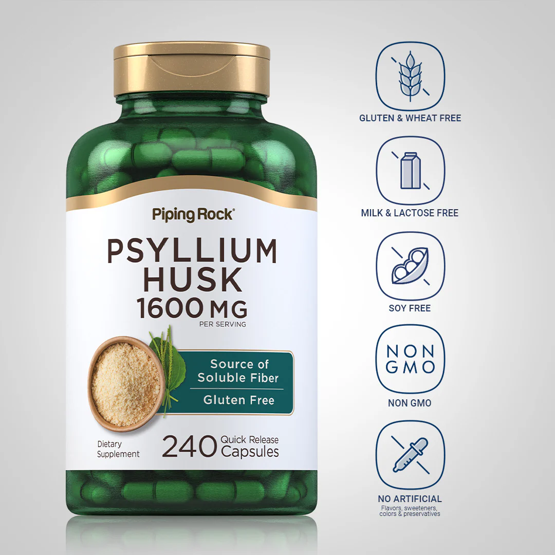 Psyllium Husks, 1600 mg (per serving), 240 Quick Release Capsules, 2  Bottles - Image 5