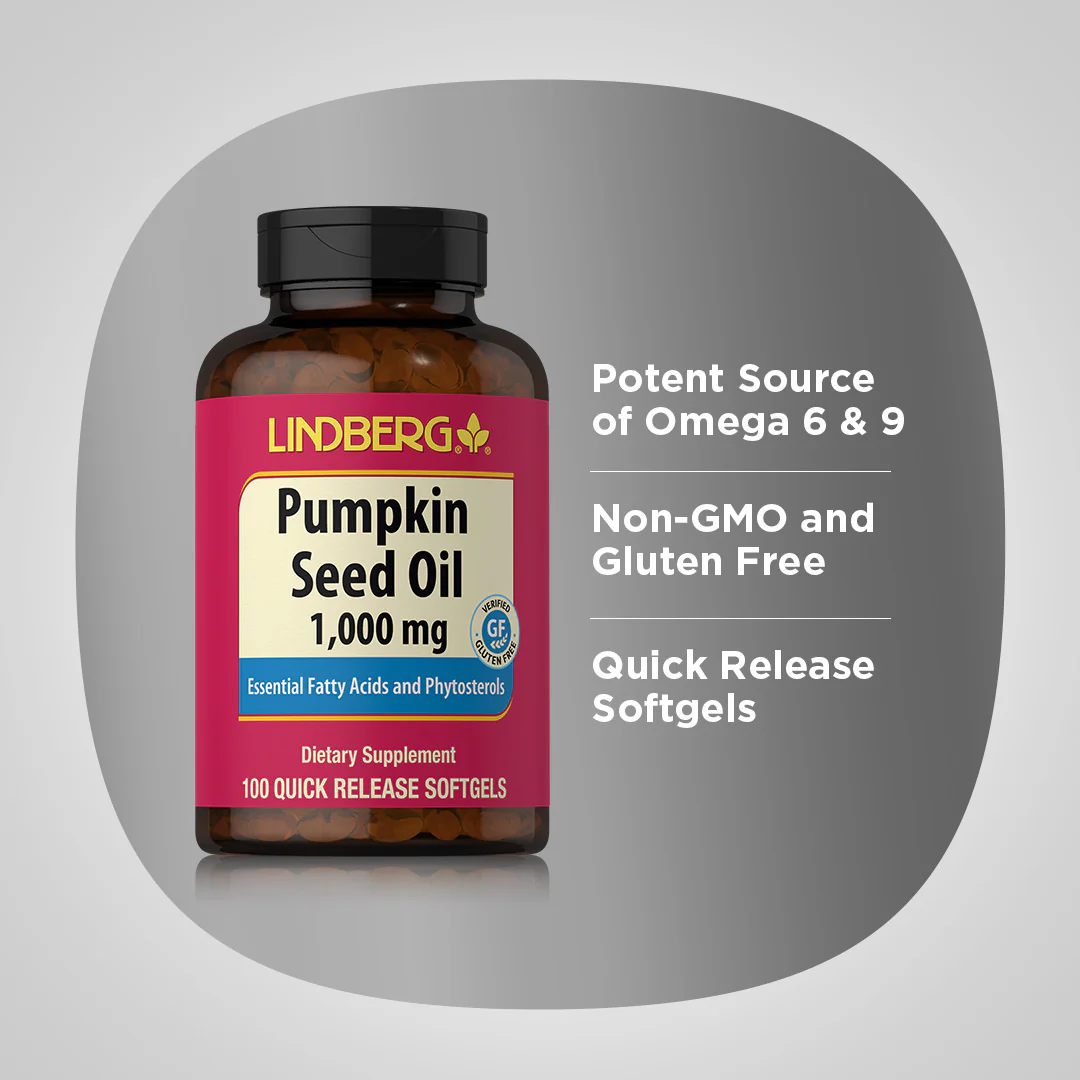 Pumpkin Seed Oil, 1000 mg, 100 Quick Release Softgels, 2  Bottles - Image 4