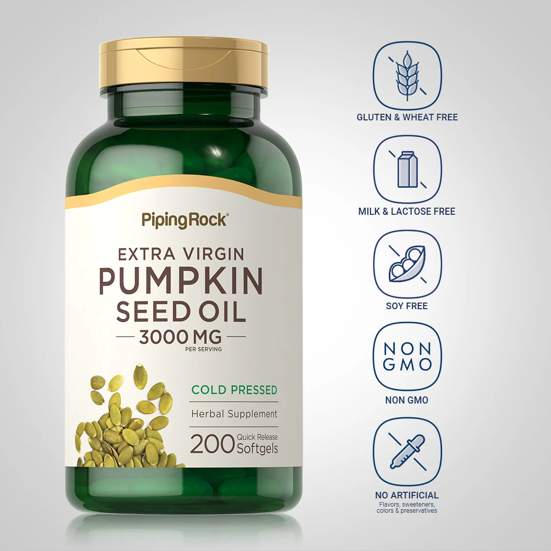 Pumpkin Seed Oil, 3000 mg (per serving), 200 Quick Release Softgels - Image 5