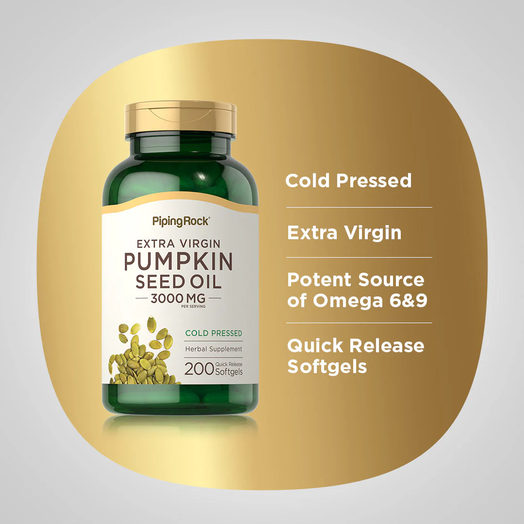 Pumpkin Seed Oil, 3000 mg (per serving), 200 Quick Release Softgels, 2  Bottles - Image 4