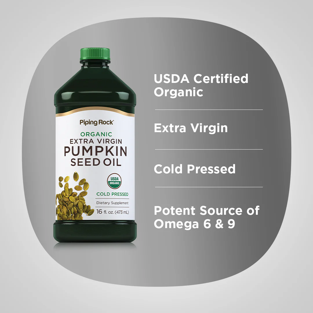 Pumpkin Seed Oil Cold Pressed (Organic), 16 fl oz (473 mL) Bottle - Image 4