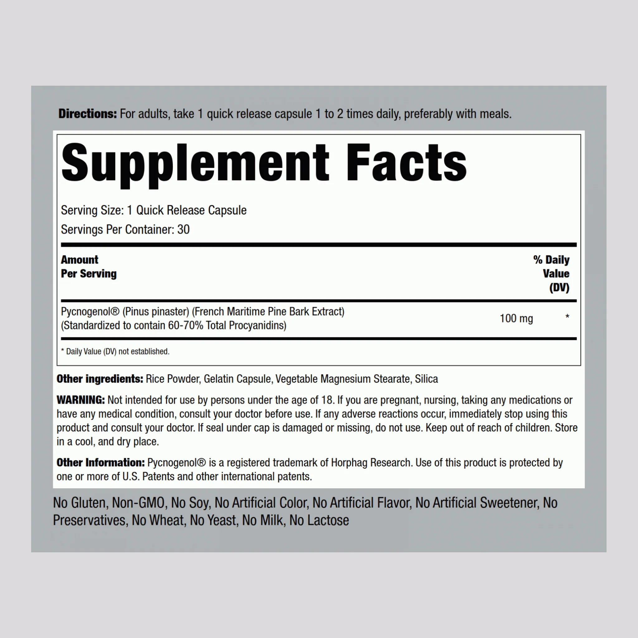 Pycnogenol, 100 mg, 30 Quick Release Capsules - Image 2