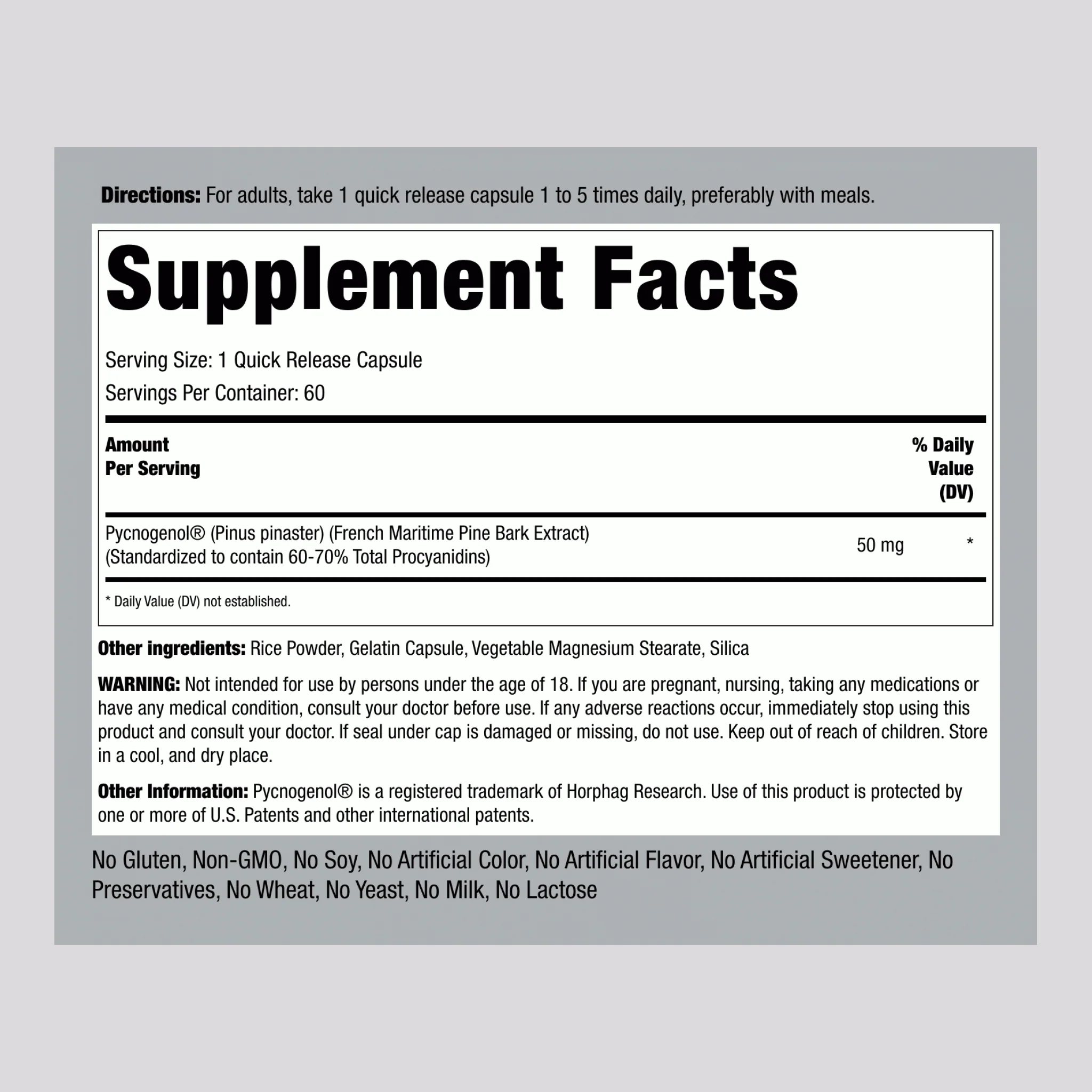 Pycnogenol, 50 mg, 60 Quick Release Capsules, 2  Bottles - Image 2