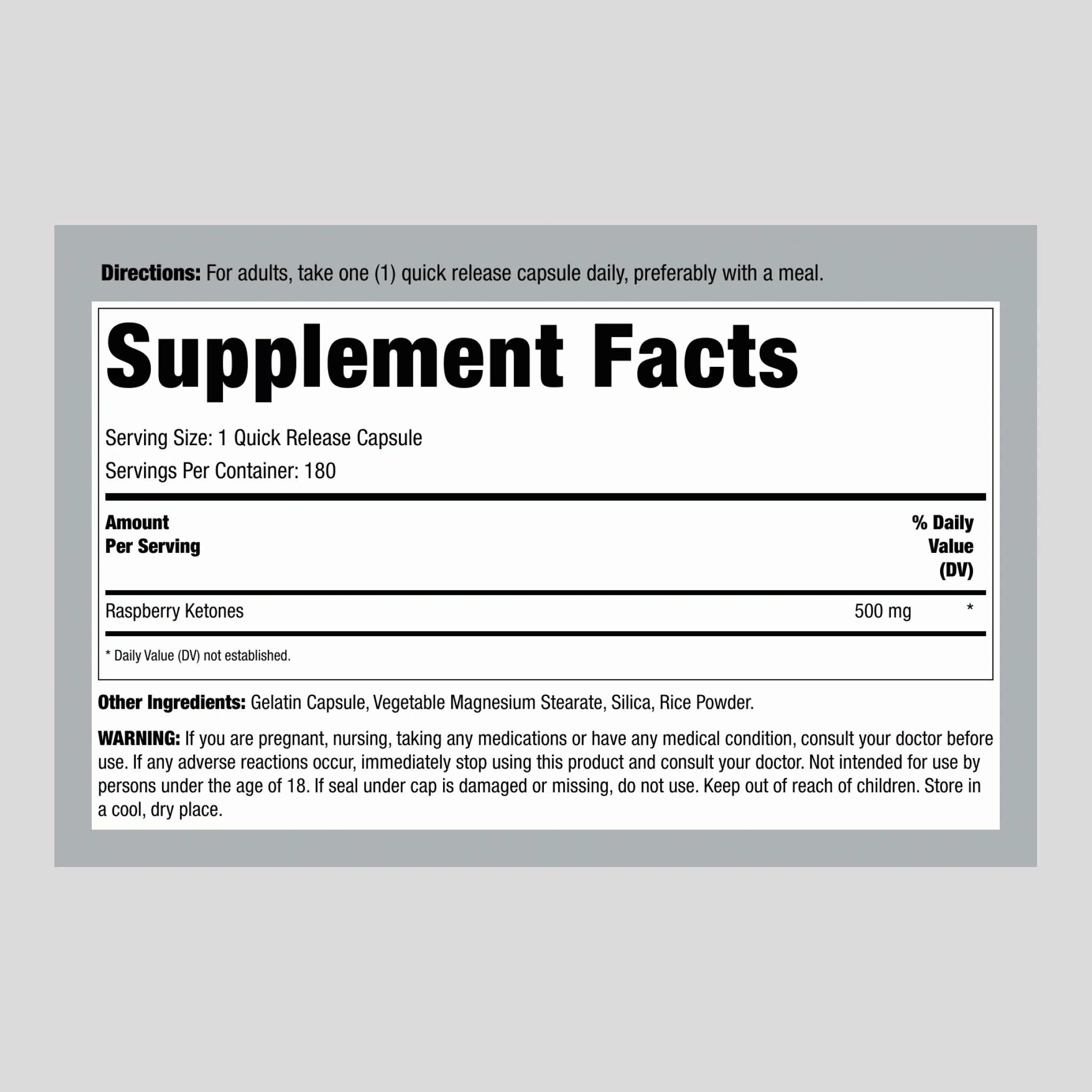 Raspberry Ketones, 500 mg, 180 Capsules - Image 2
