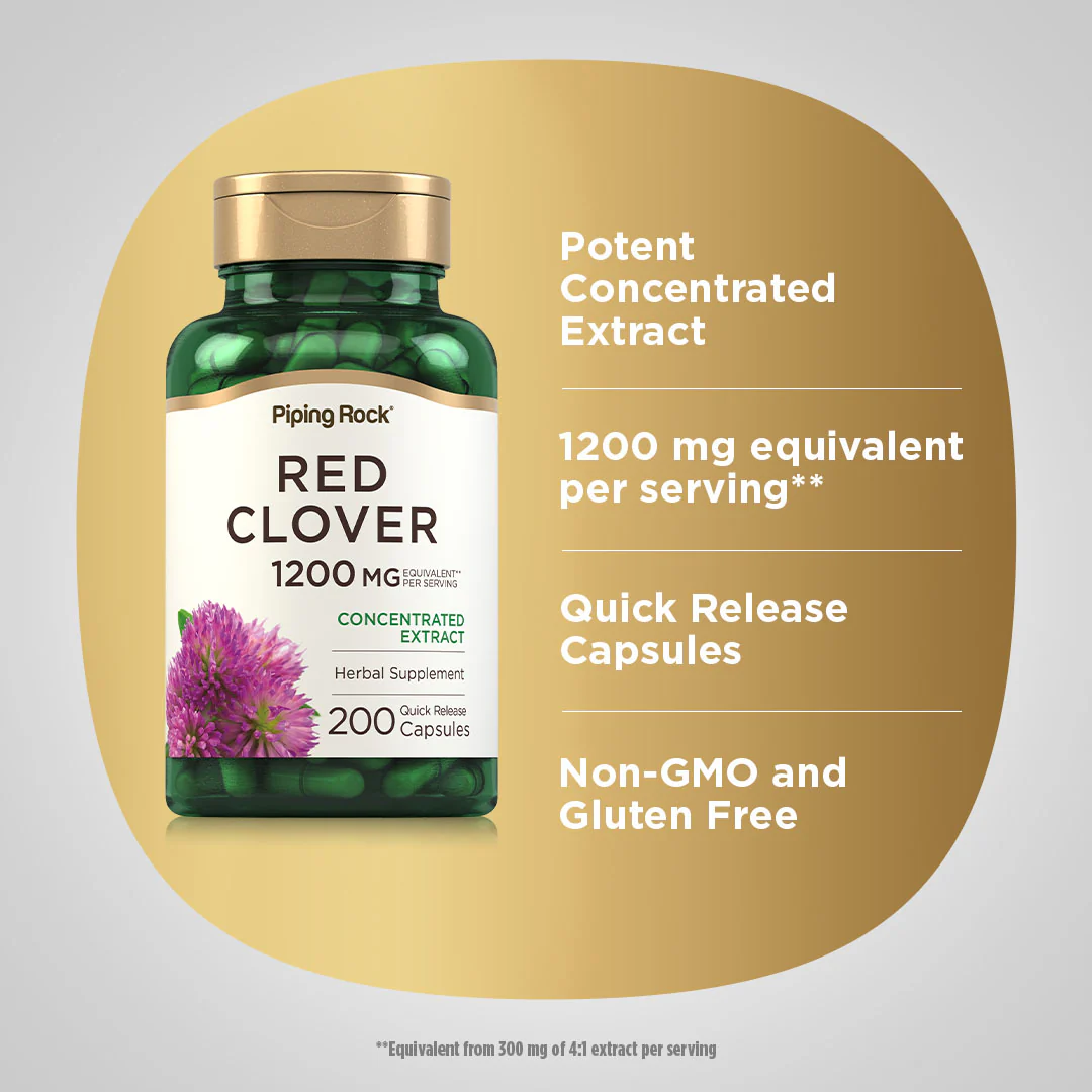 Red Clover, 1200 mg (per serving), 200 Quick Release Capsules, 2  Bottles - Image 4