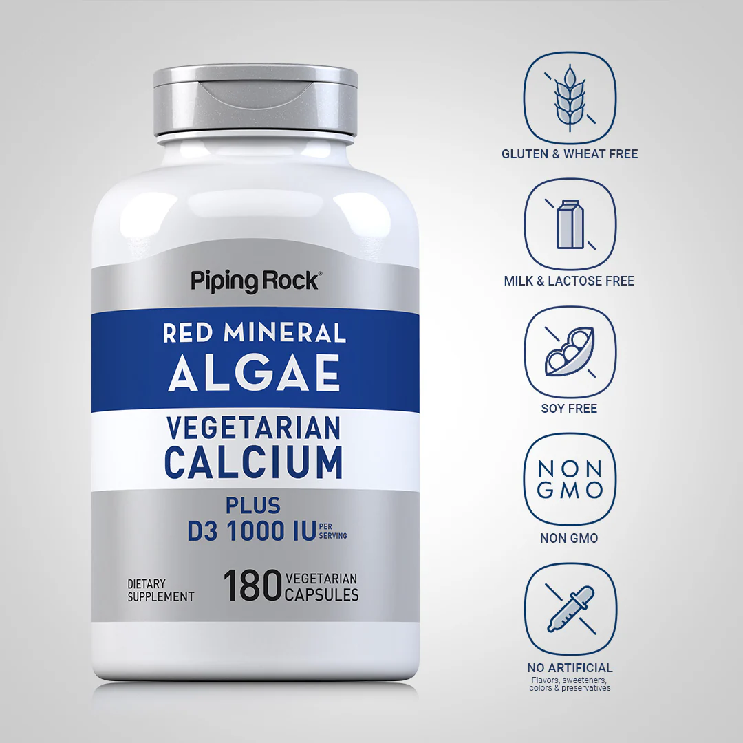 Red Mineral Algae (Aquamin Plant Based Calcium), 180 Vegetarian Capsules - Image 5