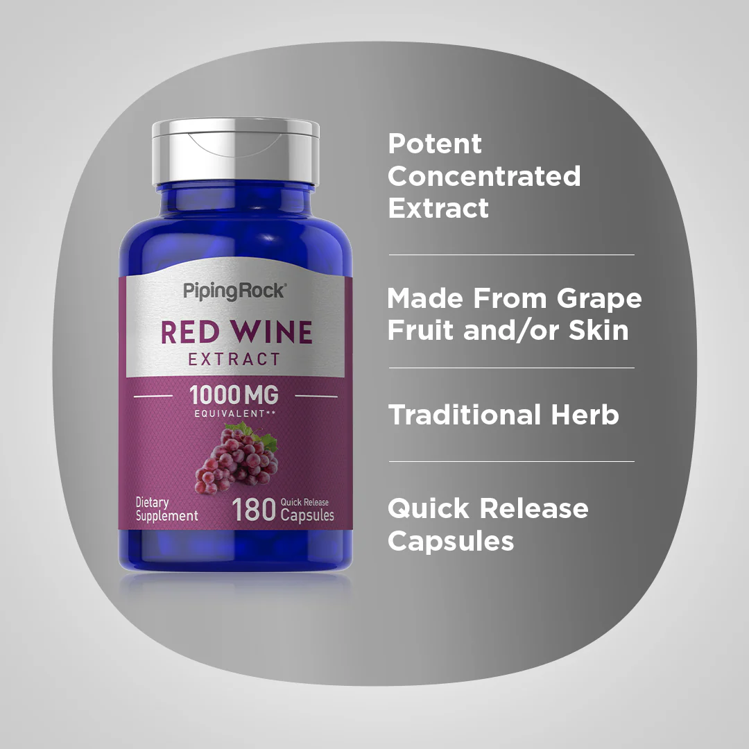 Red Wine Extract, 1000 mg, 180 Quick Release Capsules, 2  Bottles - Image 4