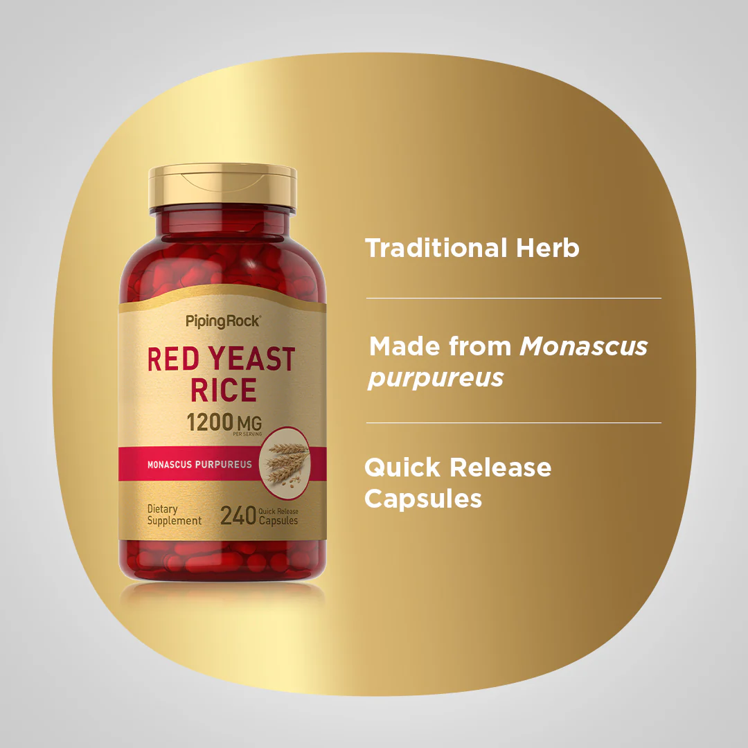 Red Yeast Rice, 1200 mg (per serving), 240 Quick Release Capsules - Image 4