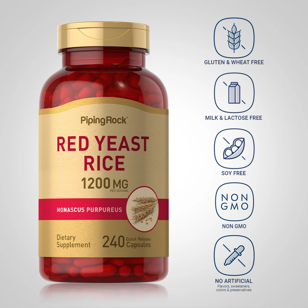 Red Yeast Rice, 1200 mg (per serving), 240 Quick Release Capsules - Image 5