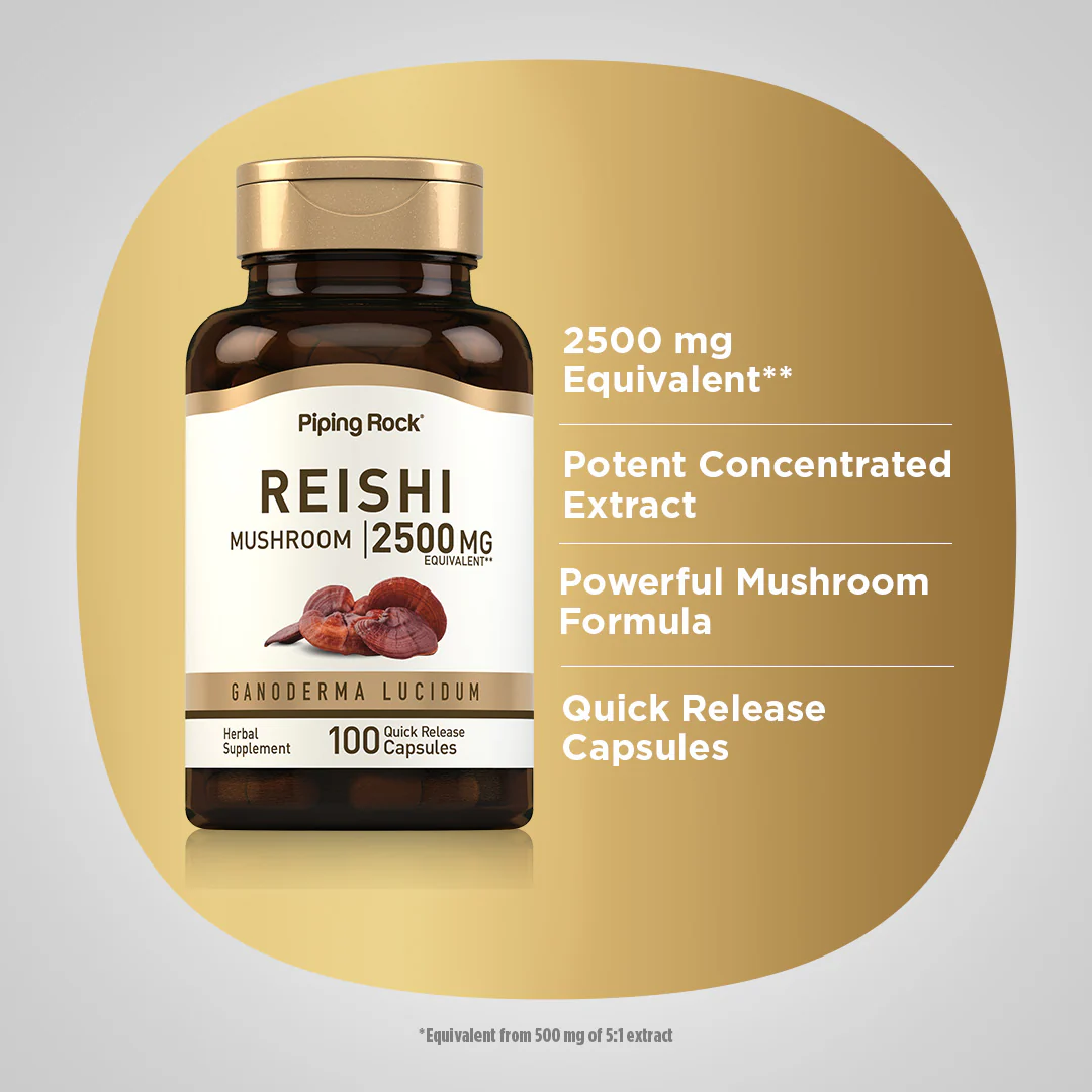 Reishi Mushroom, 2500 mg, 100 Quick Release Capsules - Image 4