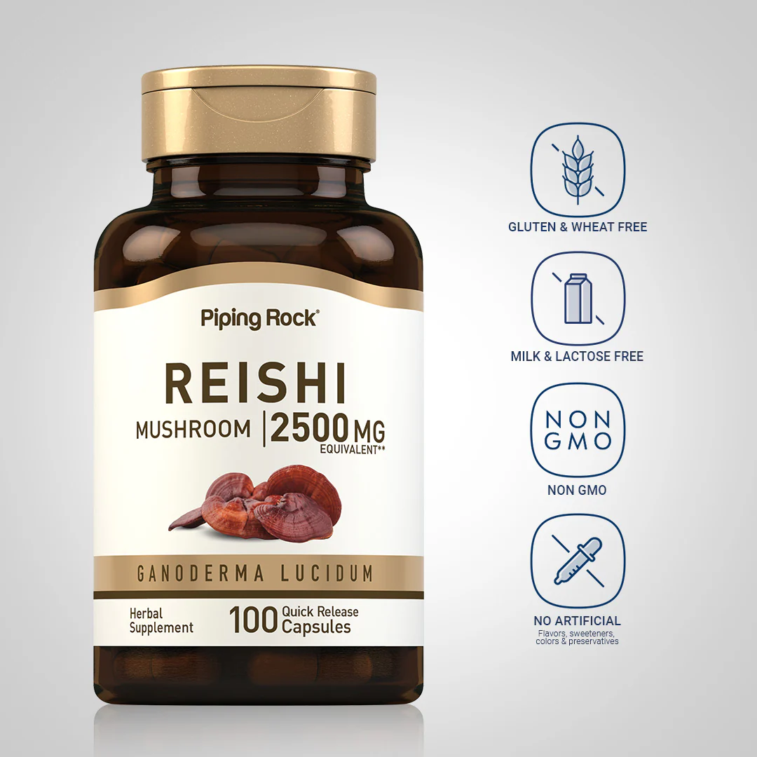 Reishi Mushroom, 2500 mg, 100 Quick Release Capsules, 2  Bottles - Image 5