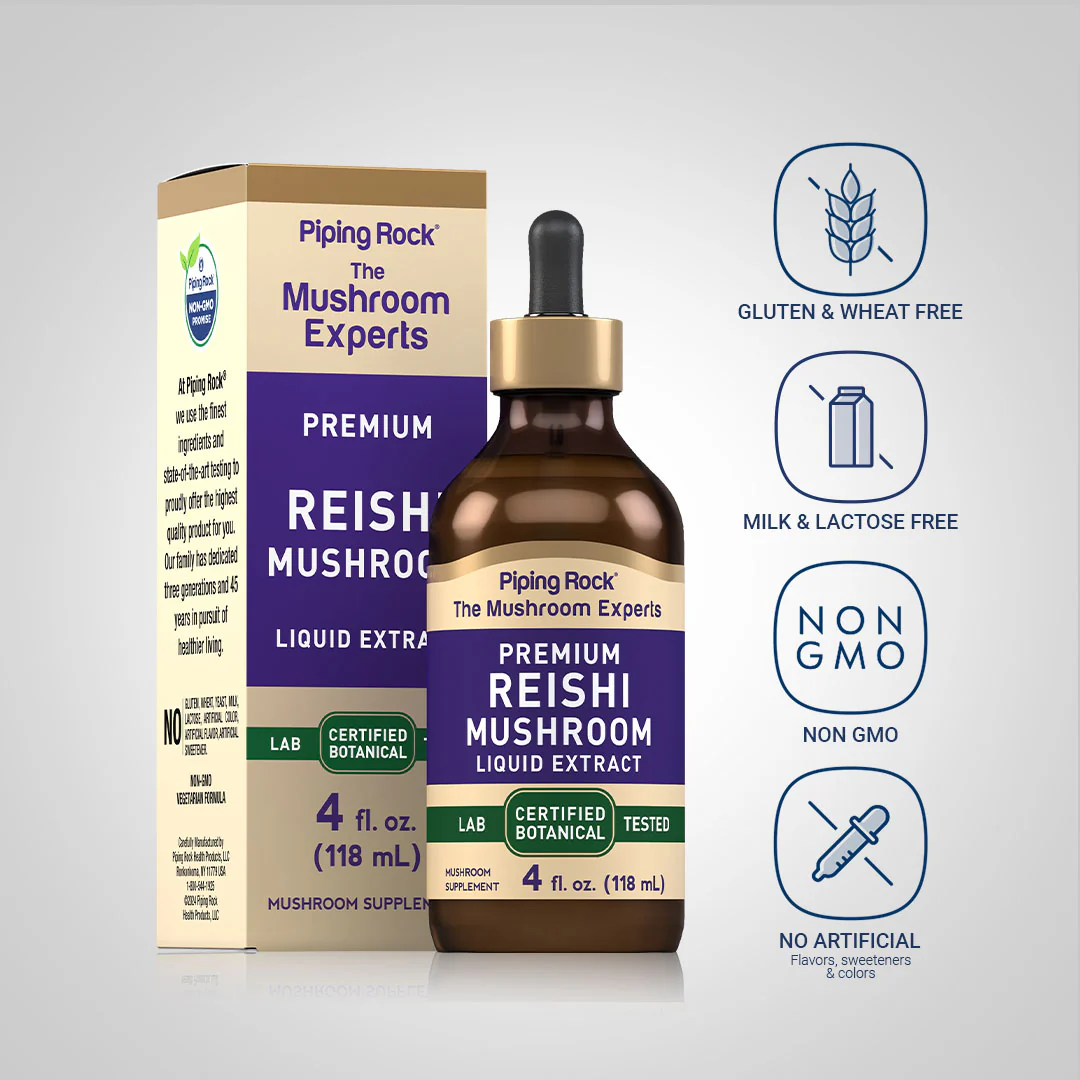Reishi Mushroom Liquid Extract, 4 fl oz (118 mL) Dropper Bottle - Image 4