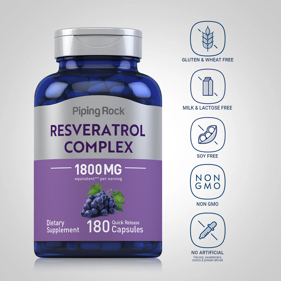 Resveratrol Complex, 1800 mg (per serving), 180 Quick Release Capsules - Image 5