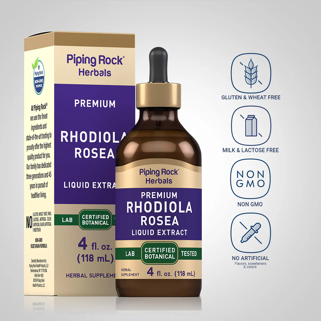 Rhodiola Liquid Extract Alcohol Free, 4 fl oz (118 mL) Dropper Bottle - Image 4