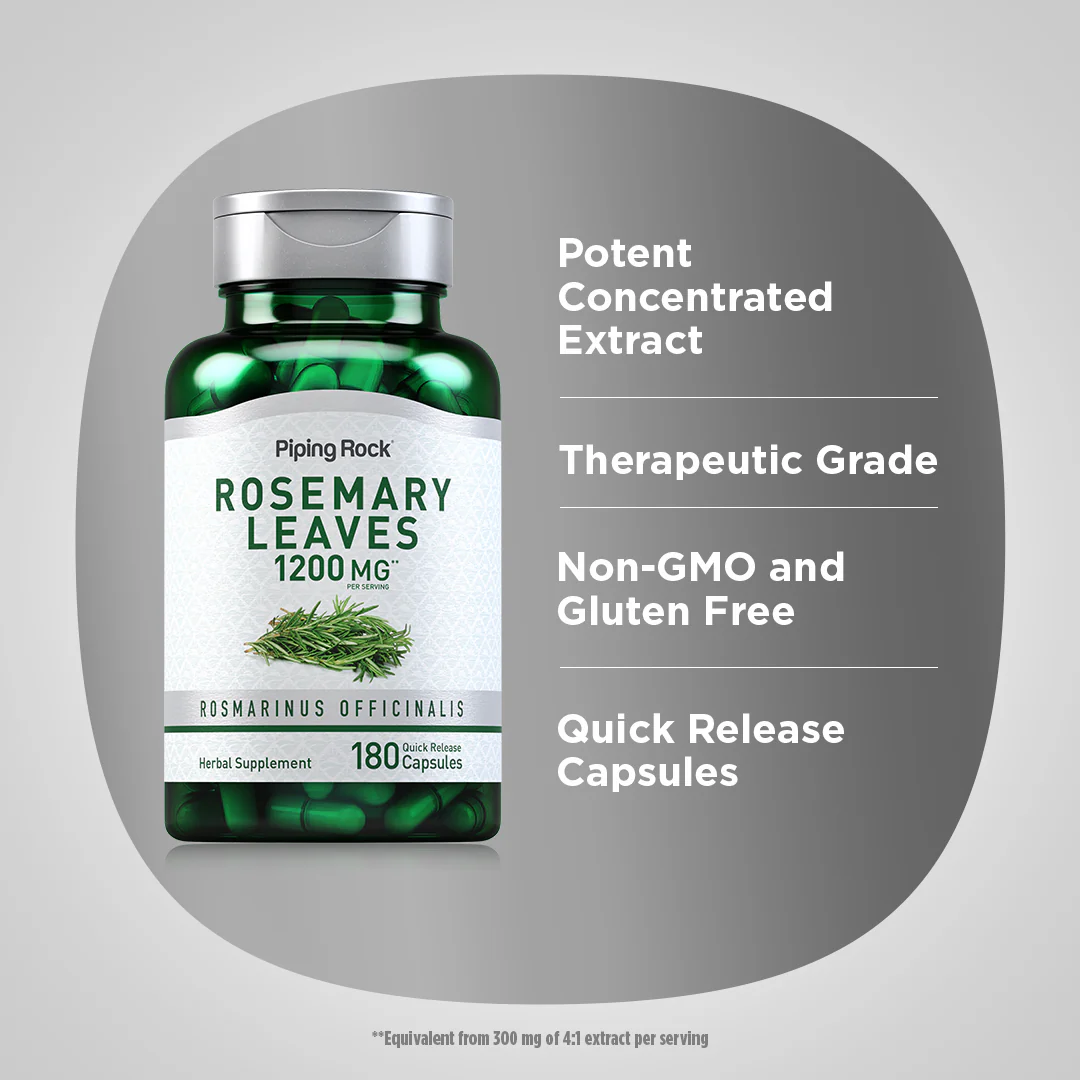 Rosemary, 1200 mg (per serving), 180 Quick Release Capsules, 2  Bottles - Image 4