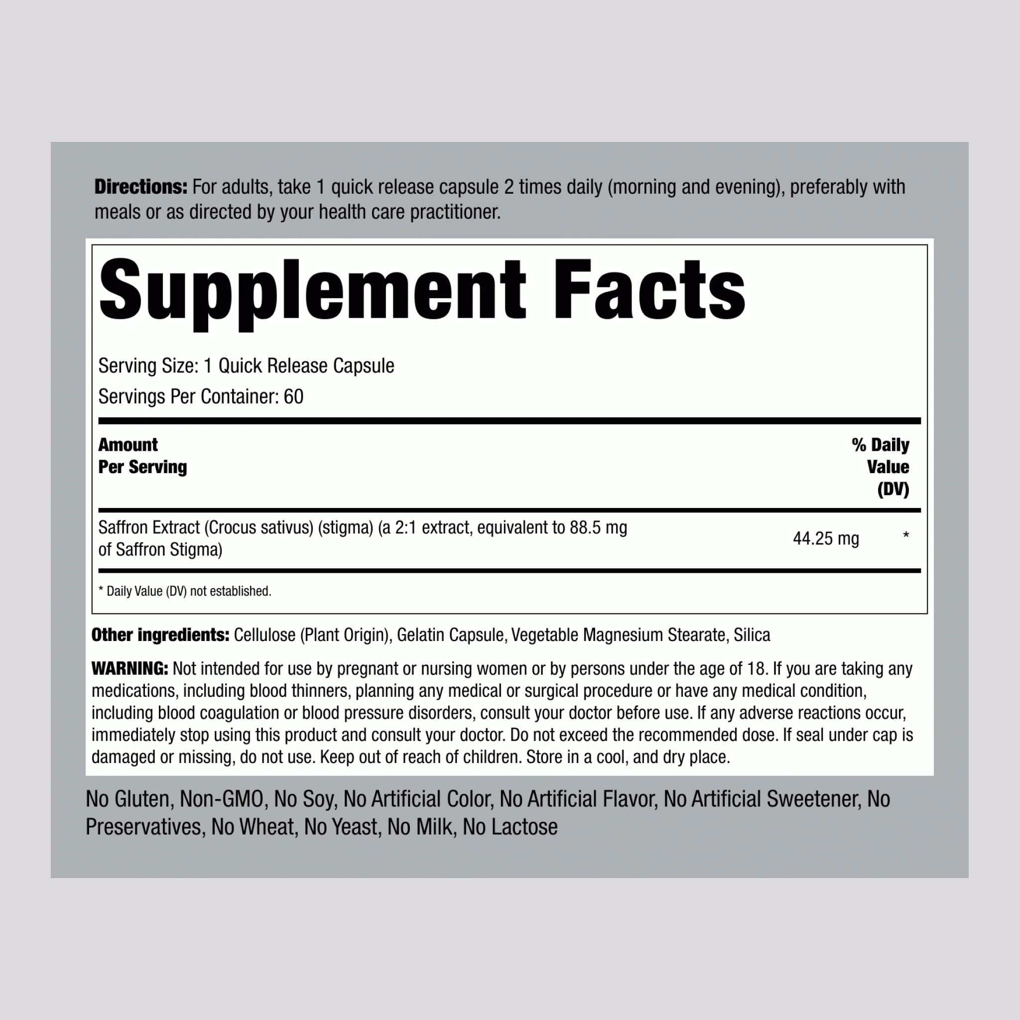 Saffron Extract, 88.5 mg, 60 Quick Release Capsules, 2  Bottles - Image 2