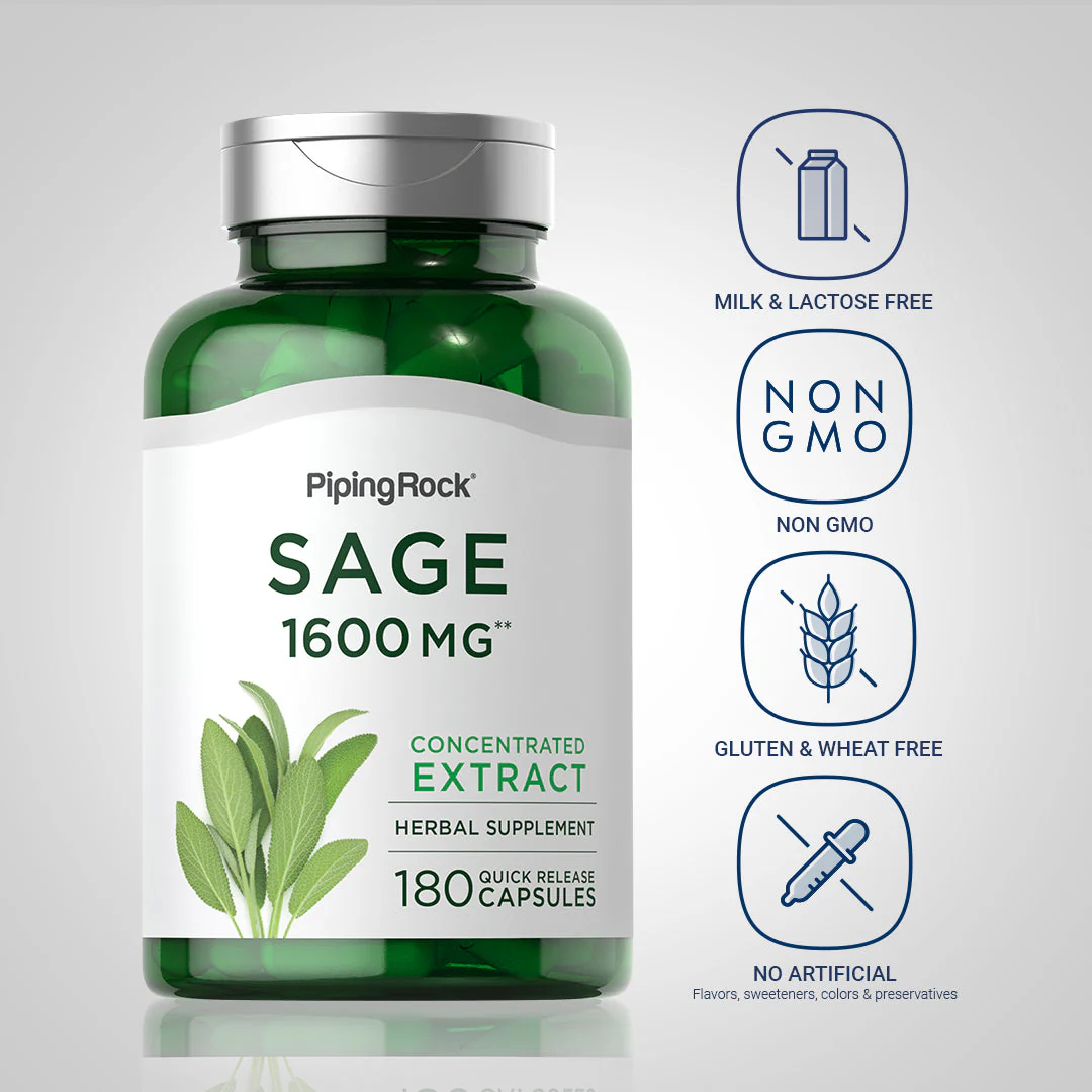 Sage, 1600 mg, 180 Quick Release Capsules, 2  Bottles - Image 5