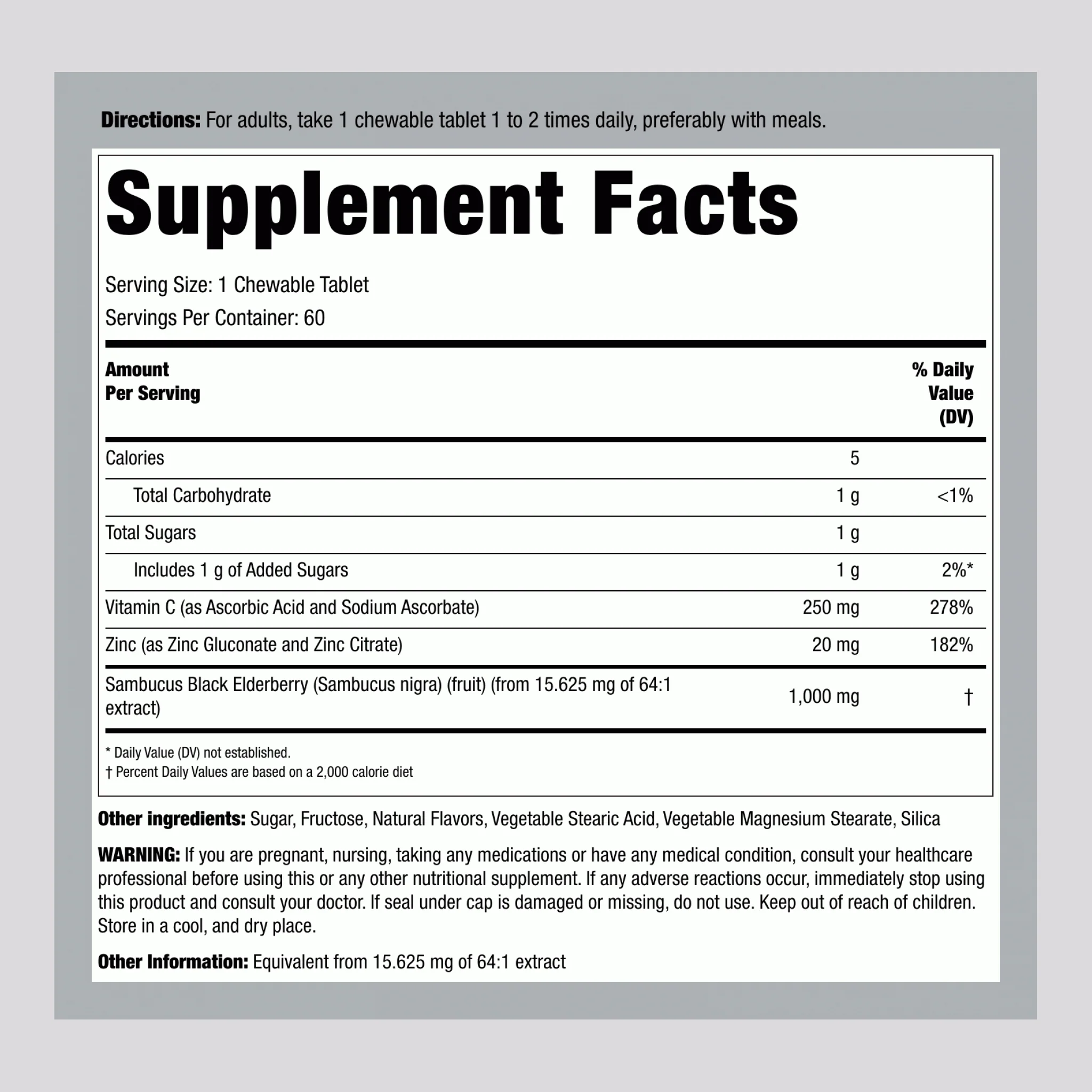 Sambucus Black Elderberry Immune Complex with C & Zinc (Natural Berry), 60 Chewable Tablets - Image 2