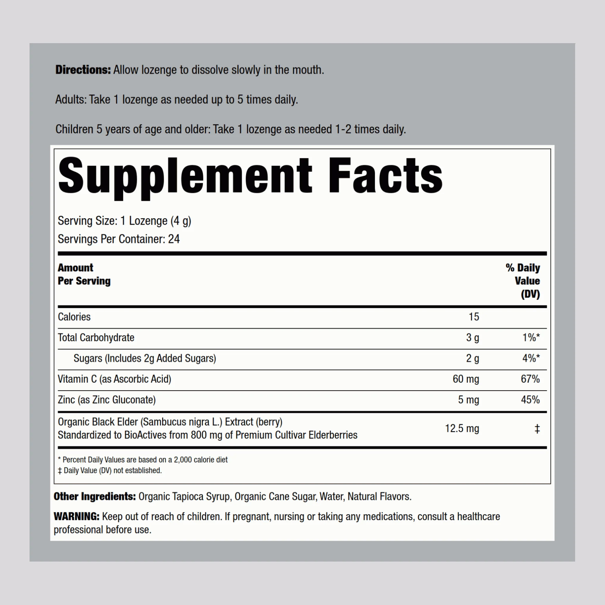 Sambucus Elderberry Zinc Lozenges (Organic), 24 Lozenges - Image 2