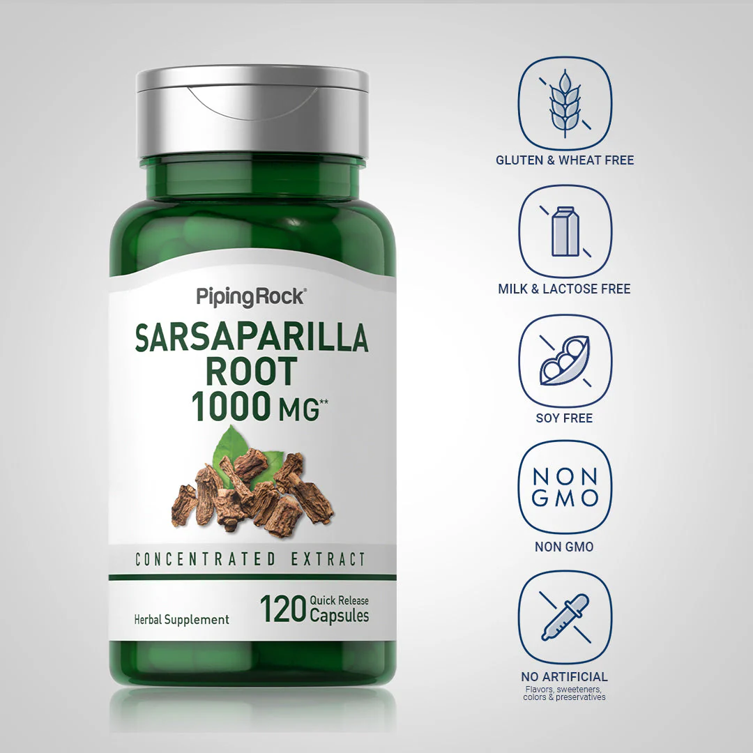 Sarsaparilla Root, 1000 mg, 120 Quick Release Capsules - Image 6