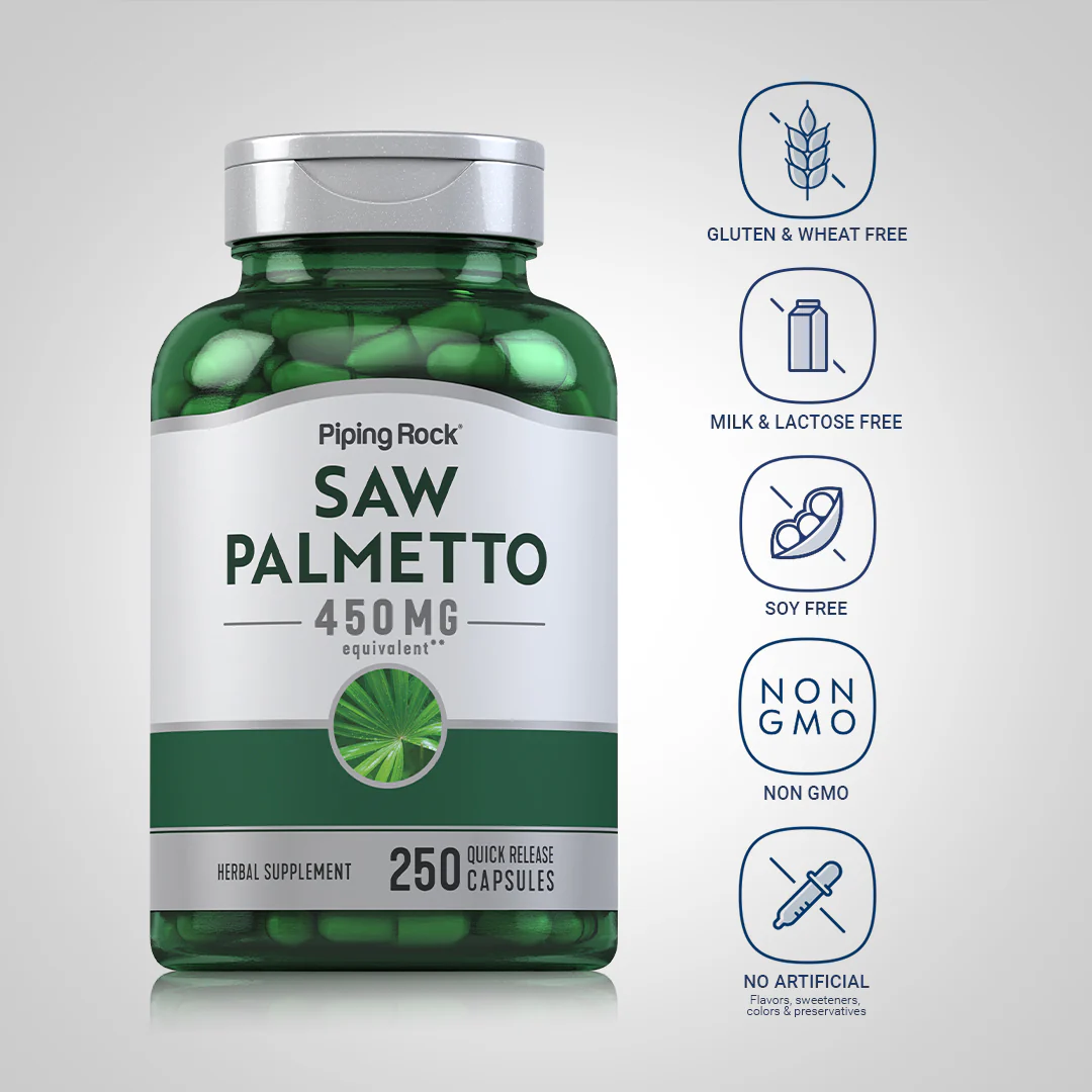 Saw Palmetto, 450 mg, 250 Quick Release Capsules, 2  Bottles - Image 5