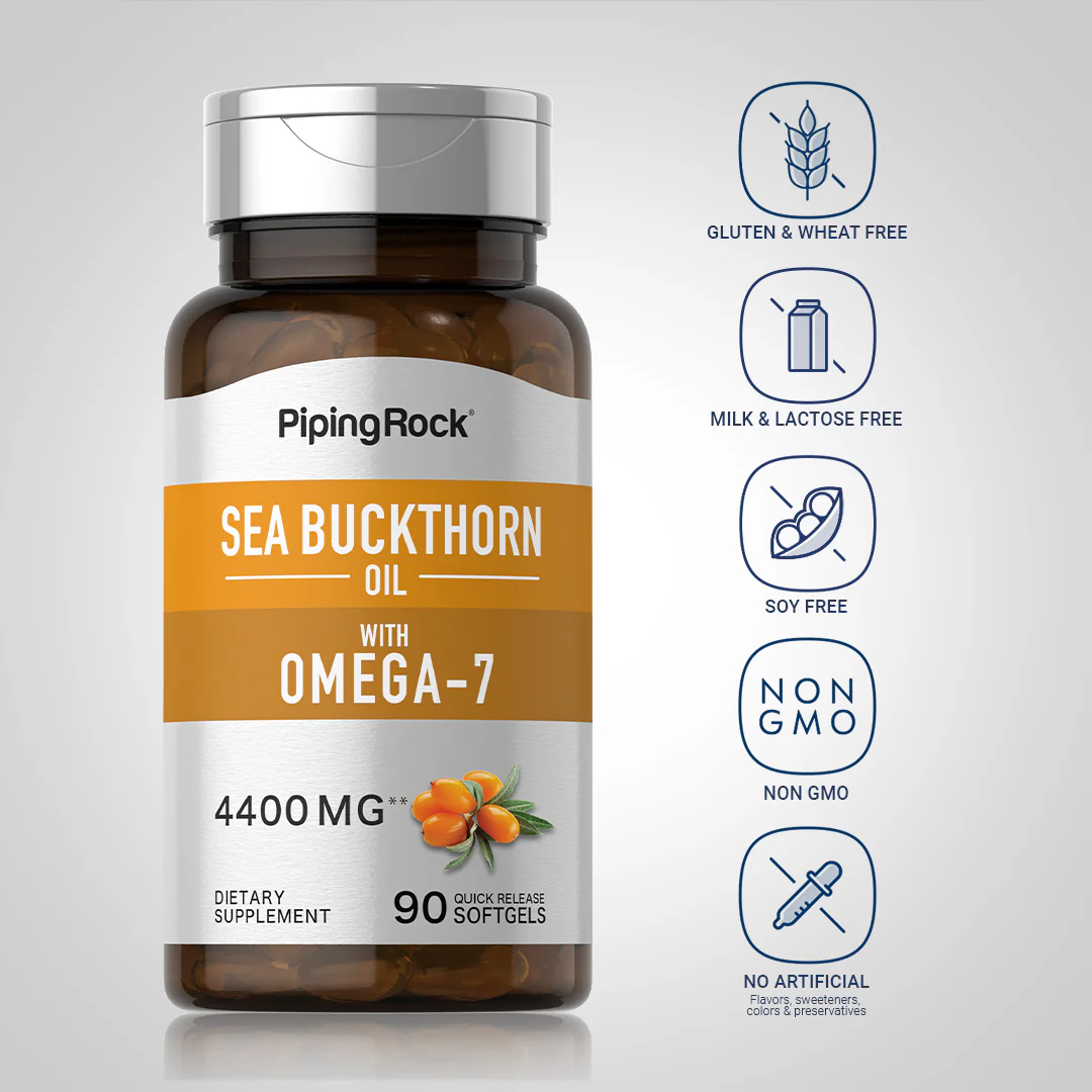 Sea Buckthorn Oil with Omega-7, 4400 mg, 90 Quick Release Softgels - Image 5