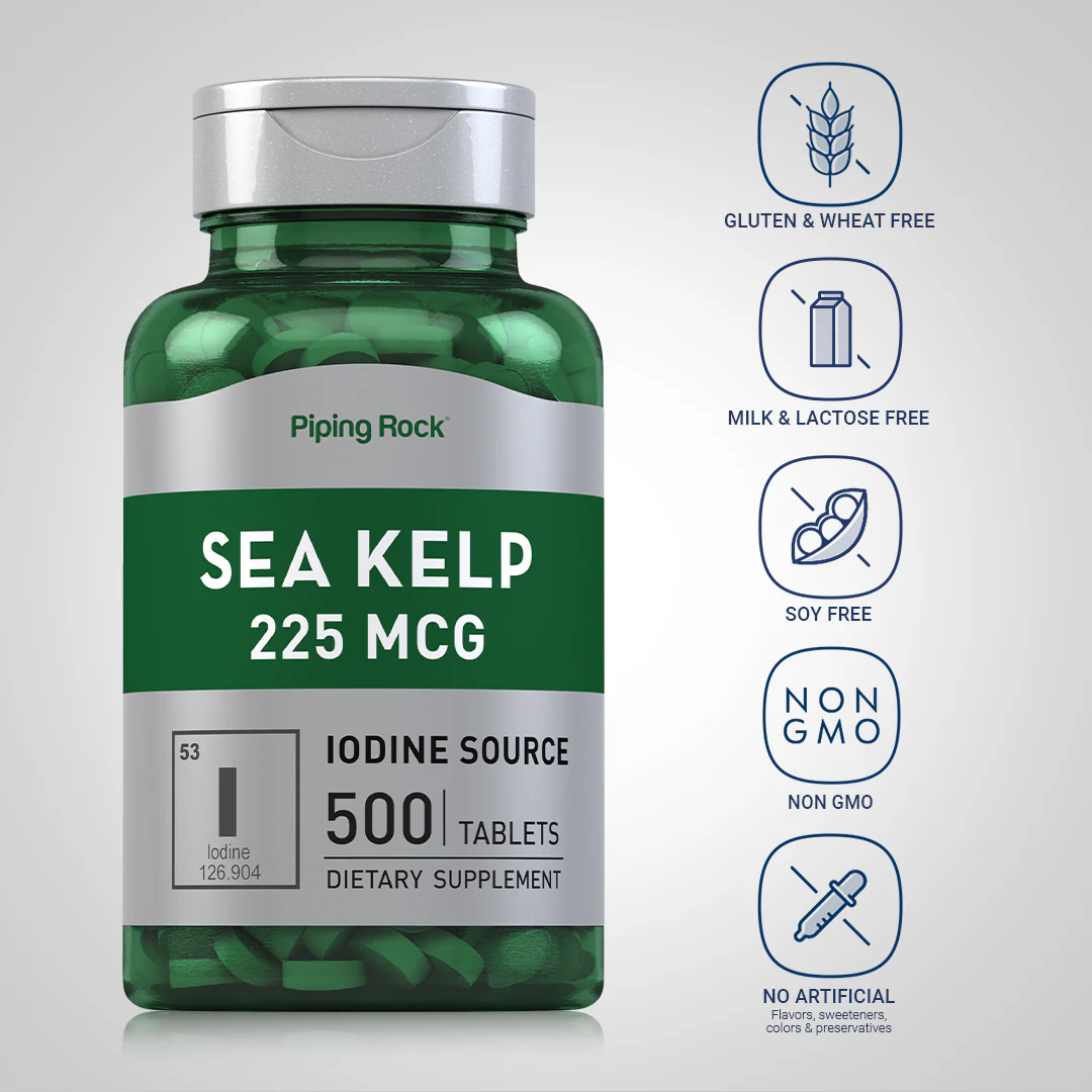 Sea Kelp (Iodine Source), 225 mcg, 500 Tablets, 2  Bottles - Image 5