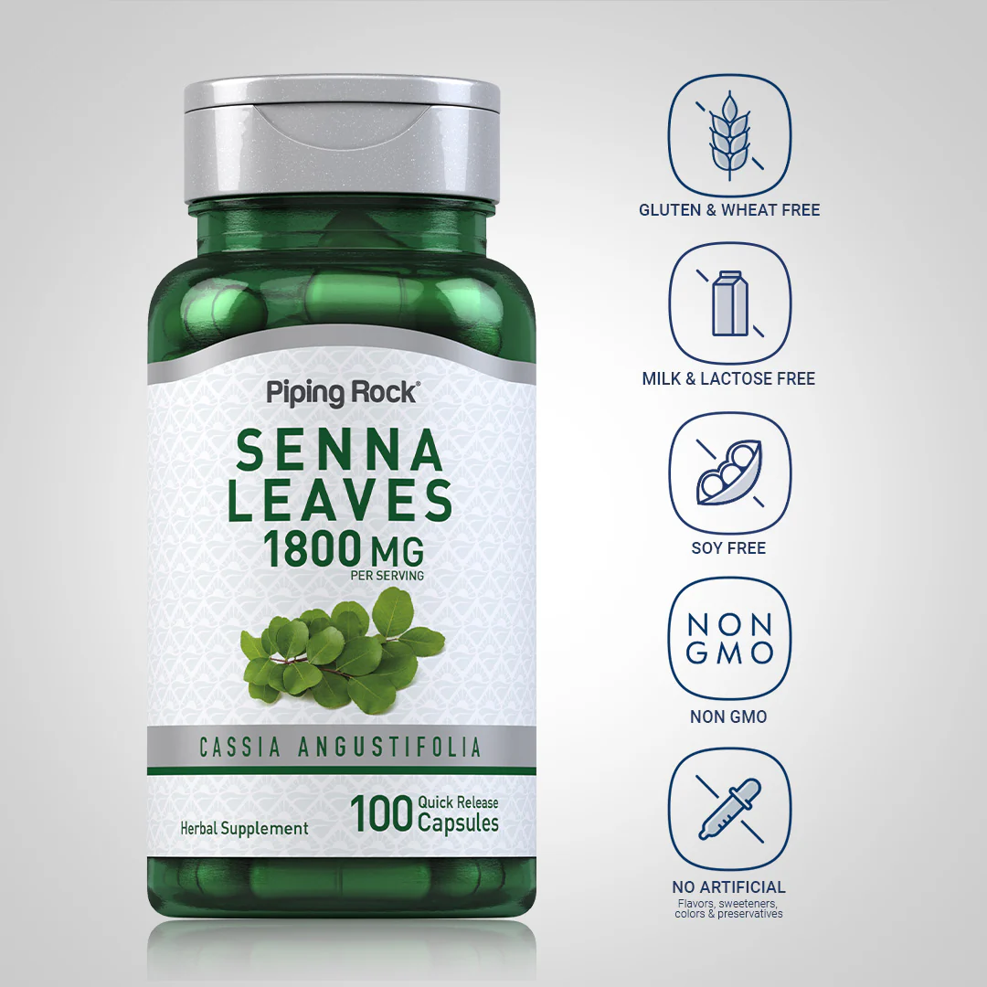 Senna Leaves, 1800 mg (per serving), 100 Quick Release Capsules, 2  Bottles - Image 6