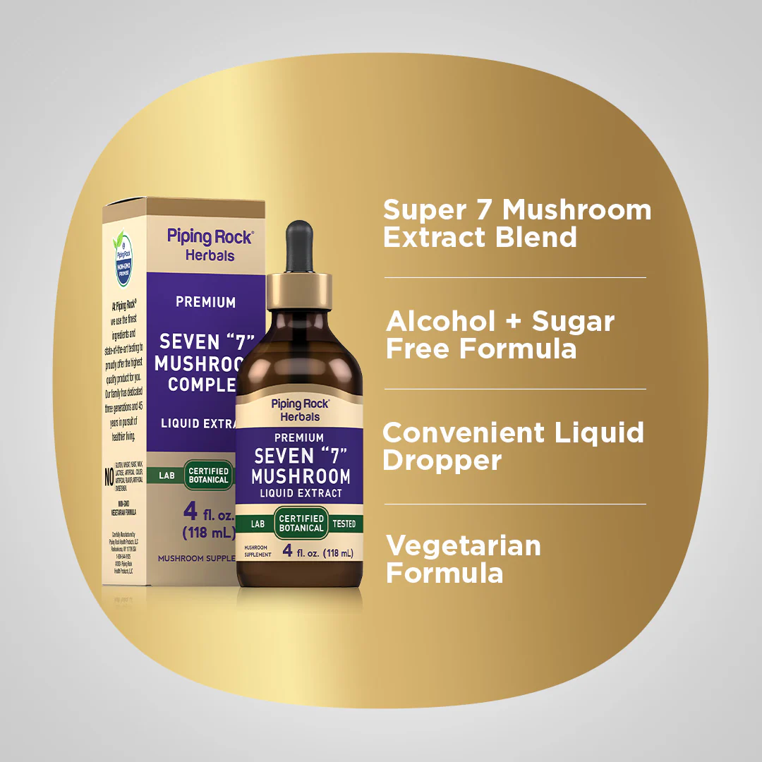 Seven "7" Mushroom Liquid Extract, 4 fl oz (118 mL) Dropper Bottles, 2  Bottles - Image 3