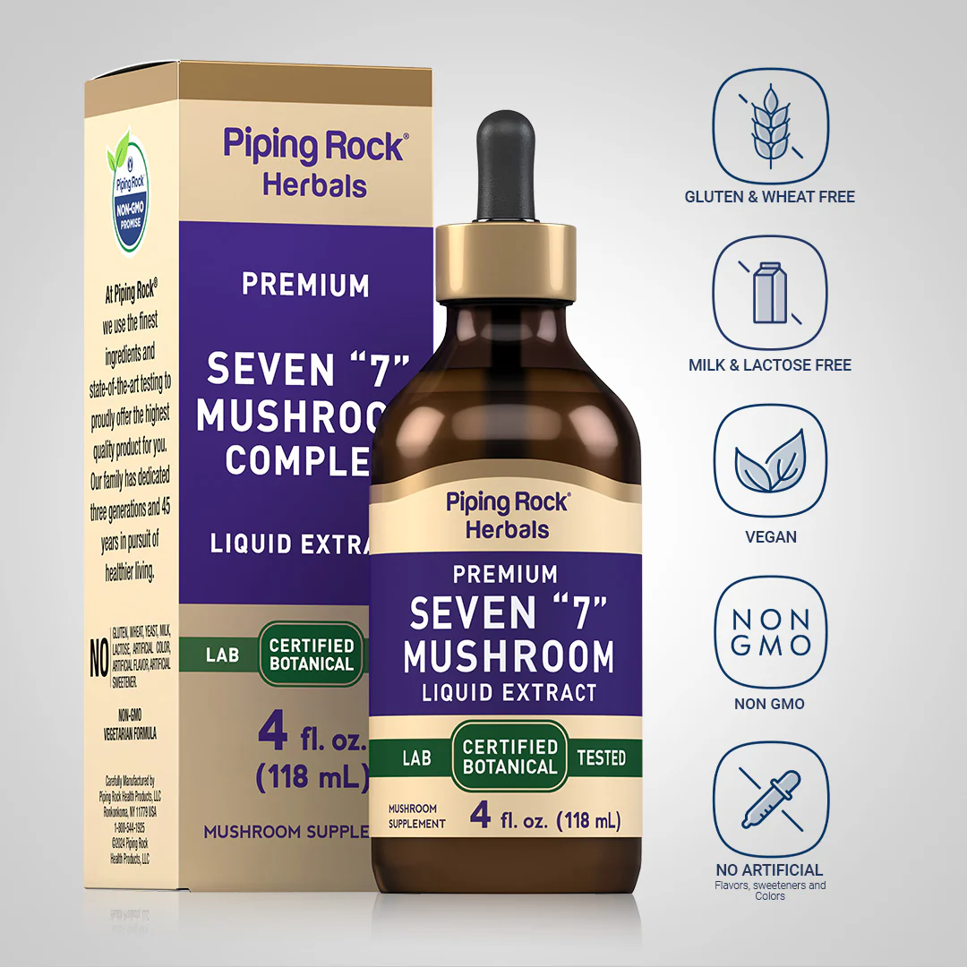 Seven "7" Mushroom Liquid Extract, 4 fl oz (118 mL) Dropper Bottles, 2  Bottles - Image 4
