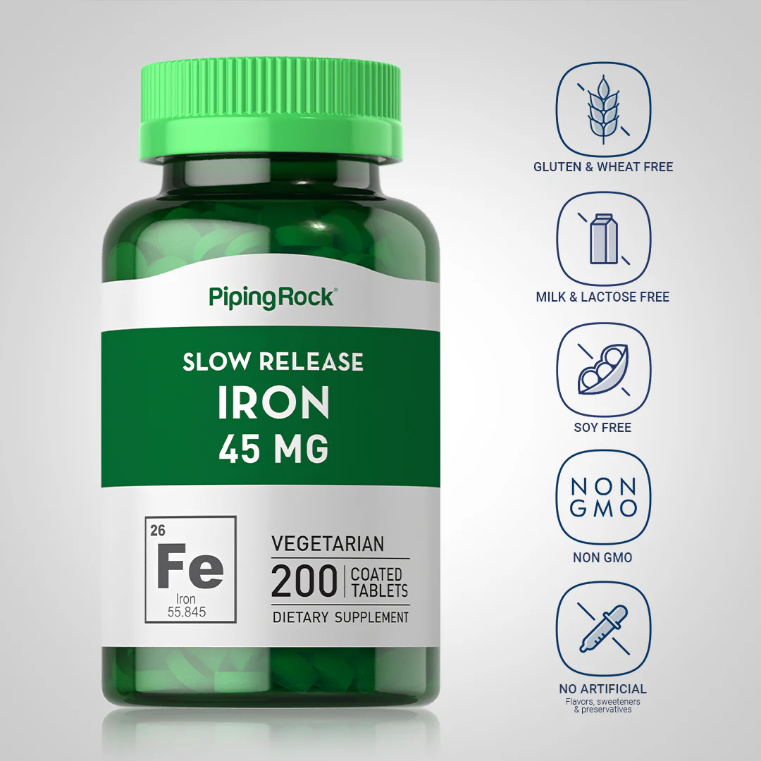 Slow Release Iron, 45 mg, 200 Coated Tablets, 2  Bottles - Image 5