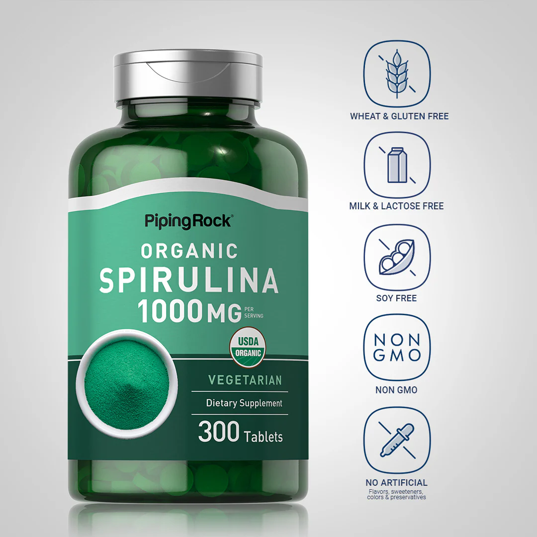 Spirulina (Organic), 1000 mg (per serving), 300 Vegetarian Tablets - Image 5