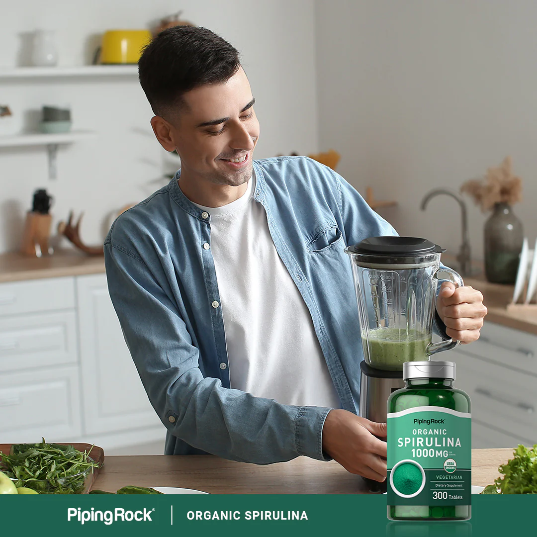Spirulina (Organic), 1000 mg (per serving), 300 Vegetarian Tablets, 2  Bottles - Image 6