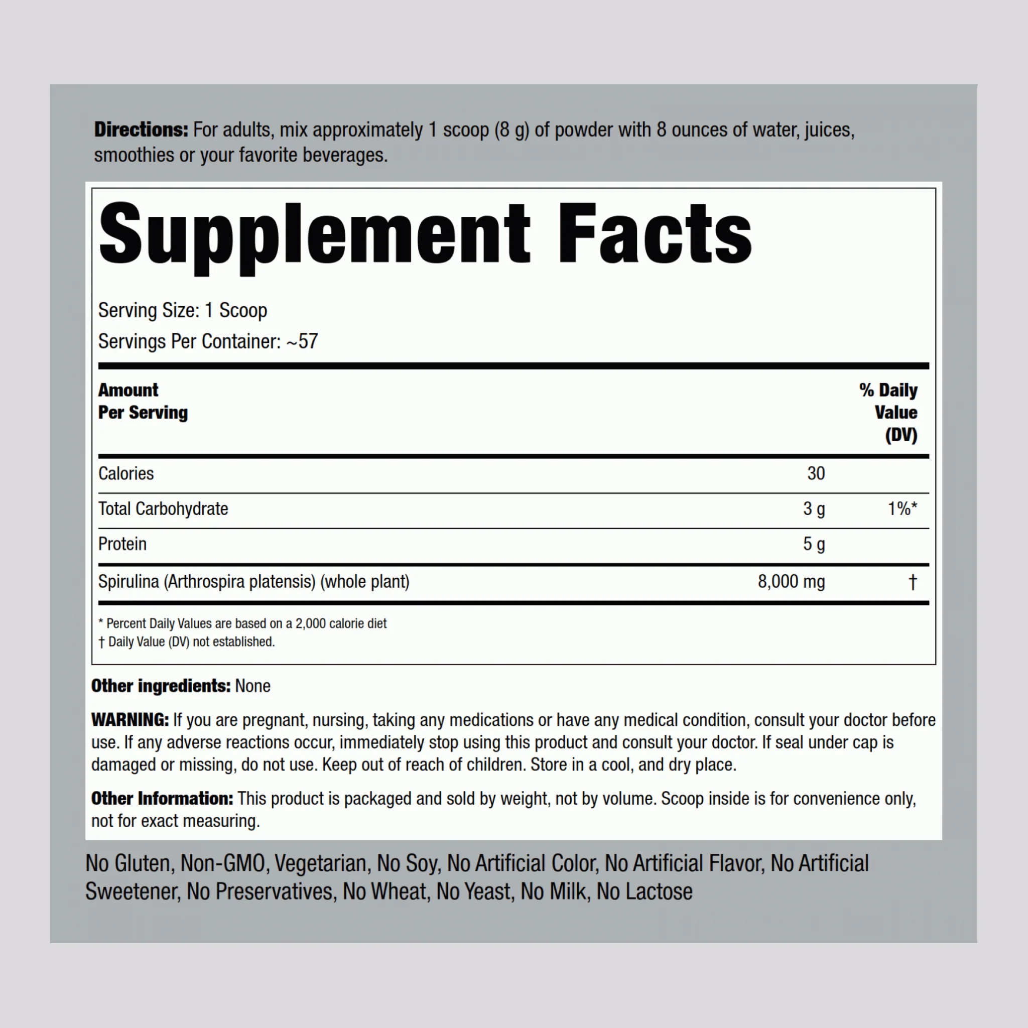 Spirulina Powder (Organic), 16 oz (454 g) Bottles, 2  Bottles - Image 2