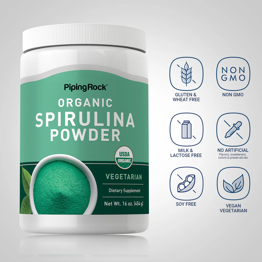 Spirulina Powder (Organic), 16 oz (454 g) Bottles, 2  Bottles - Image 4