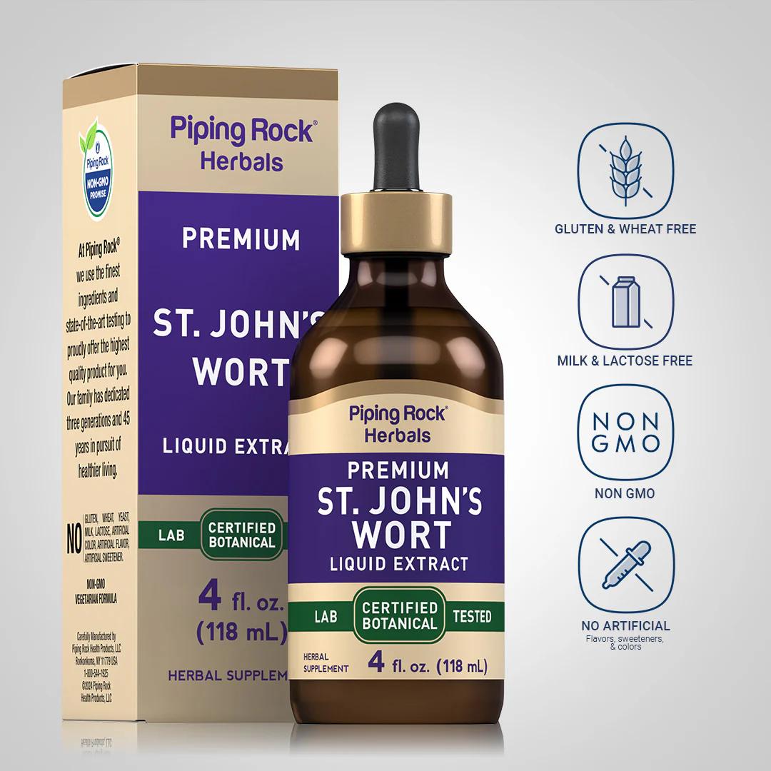 St. John's Wort Liquid Extract Alcohol Free, 4 fl oz (118 mL) Dropper Bottle - Image 4