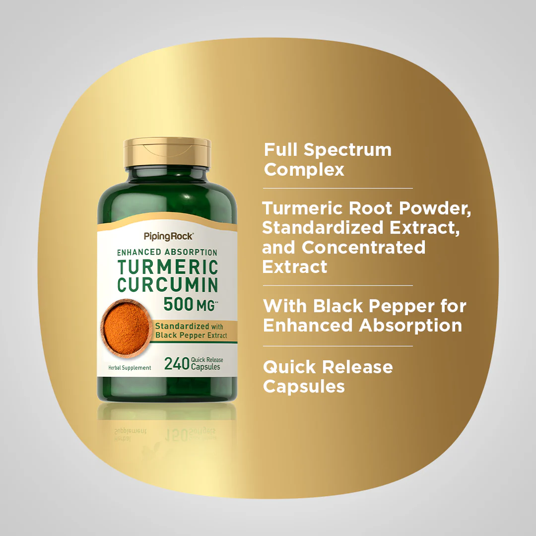 Standardized Turmeric Curcumin Complex, 500 mg, 240 Quick Release Capsules - Image 4